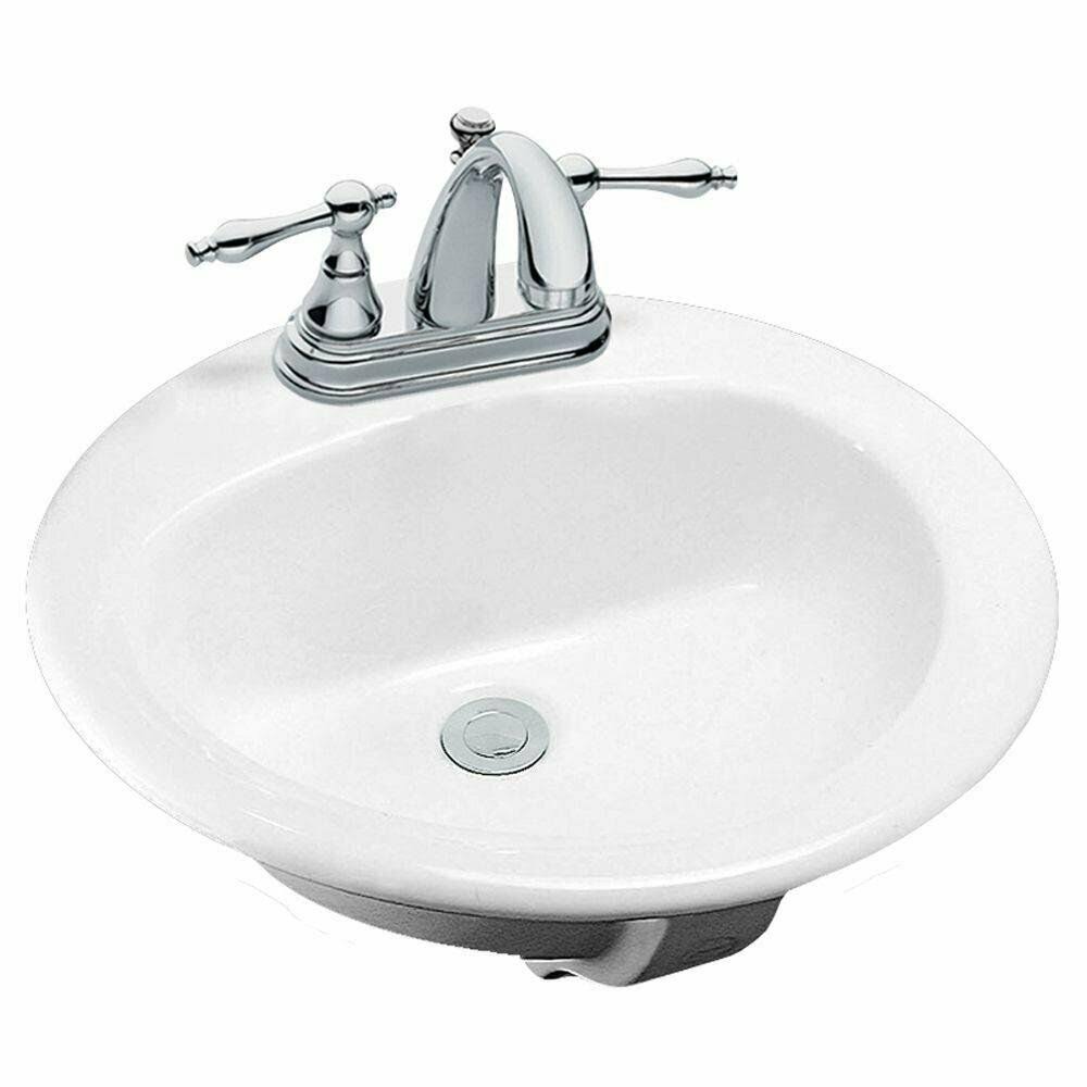 Glacier Bay Drop-In Bathroom Sink in White