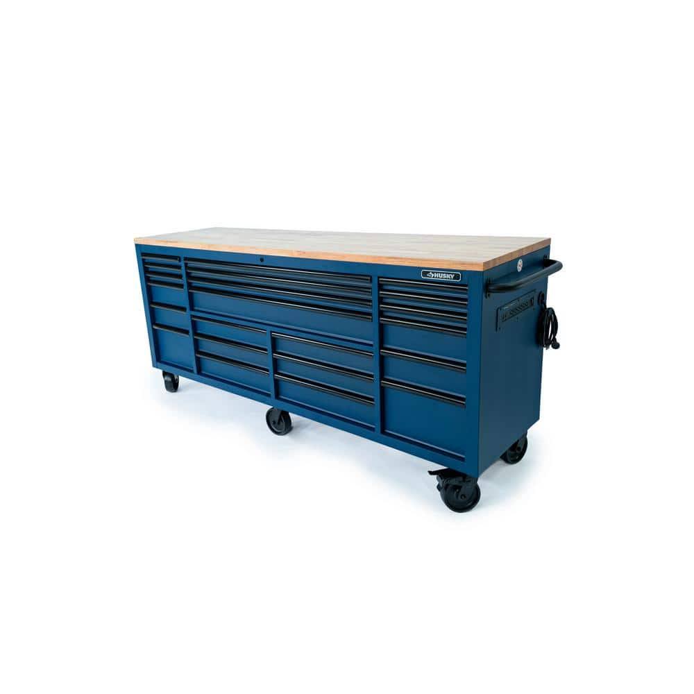 Husky Tool Storage Heavy Duty 84 in. W Matte Blue Mobile Workbench Cabinet