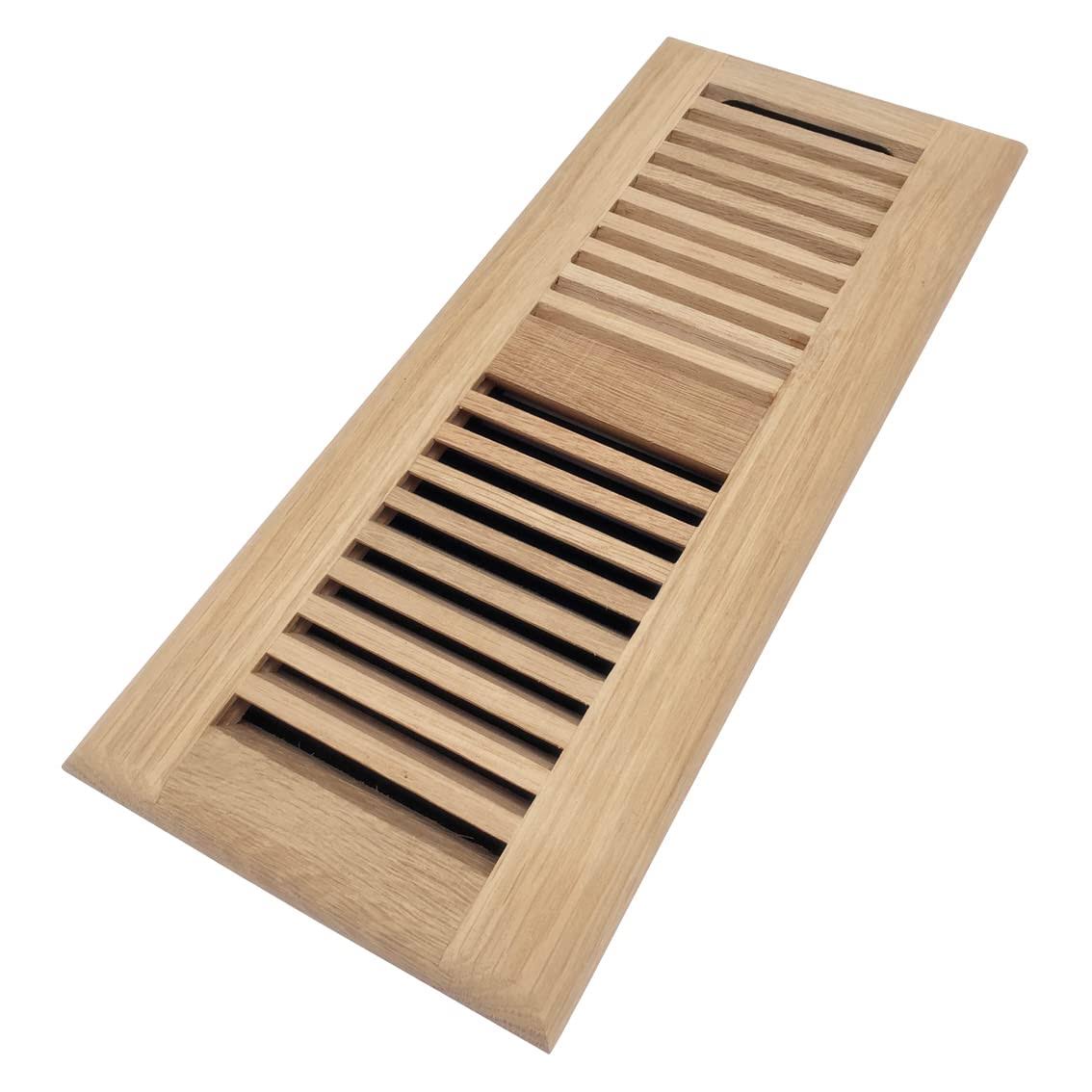 Homewell White Oak Wood Floor Register Vent Cover, Drop in Vent with Damper, 6x12 inch, Unfinished
