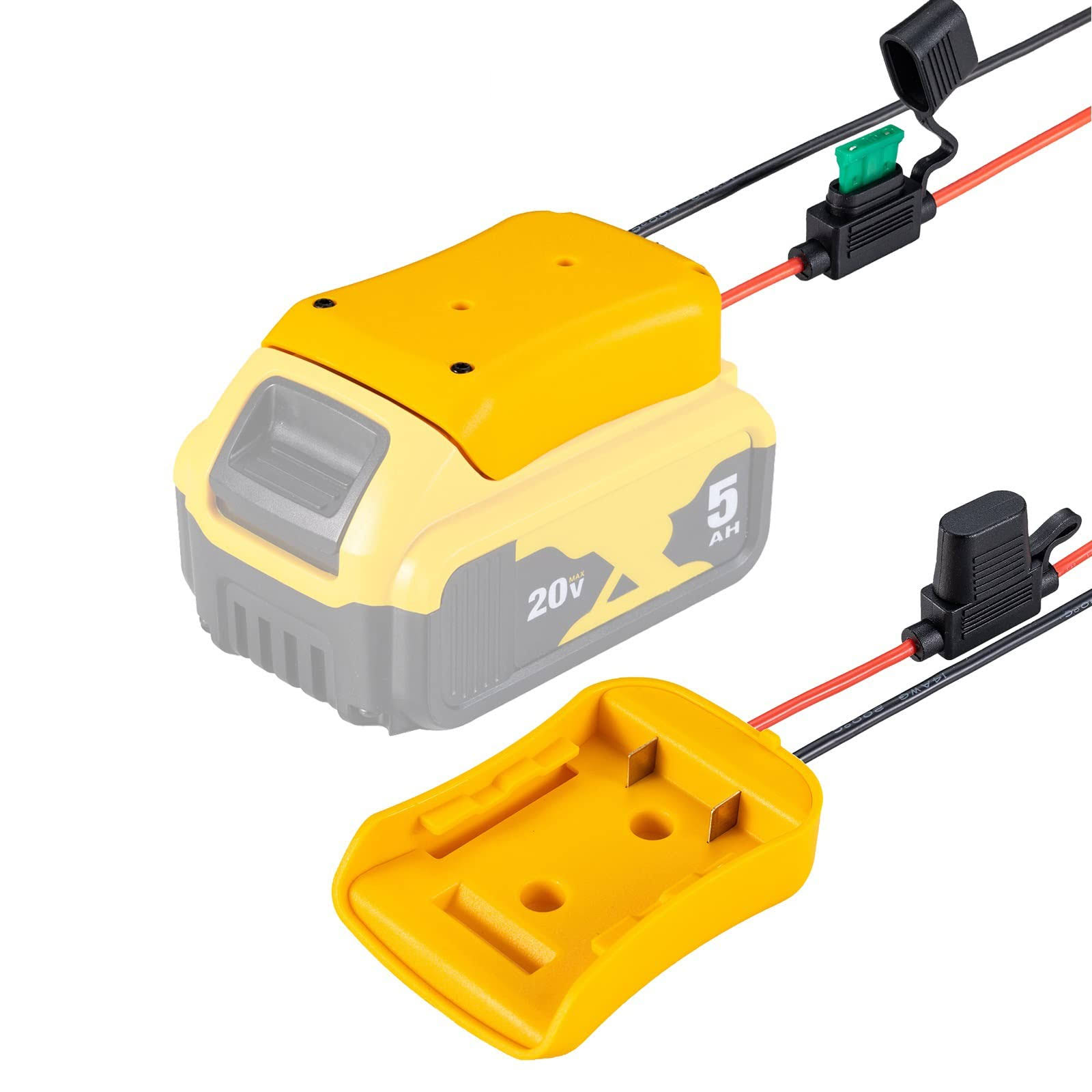 Power Wheel Adapter for DeWalt 20V Battery with Fuse & Wire, DIY Use