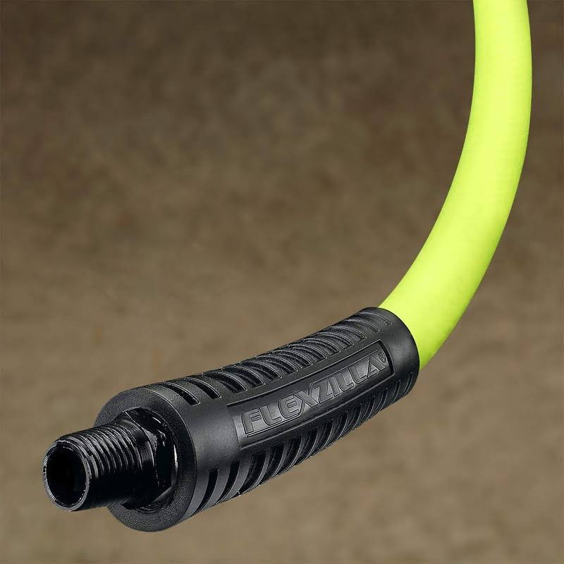 Flexzilla Air Hose, 3/8 in. x 50 ft., 1/4 in. MNPT Fittings, Heavy Duty, Lightweight, Hybrid, ZillaGreen- HFZ3850YW2