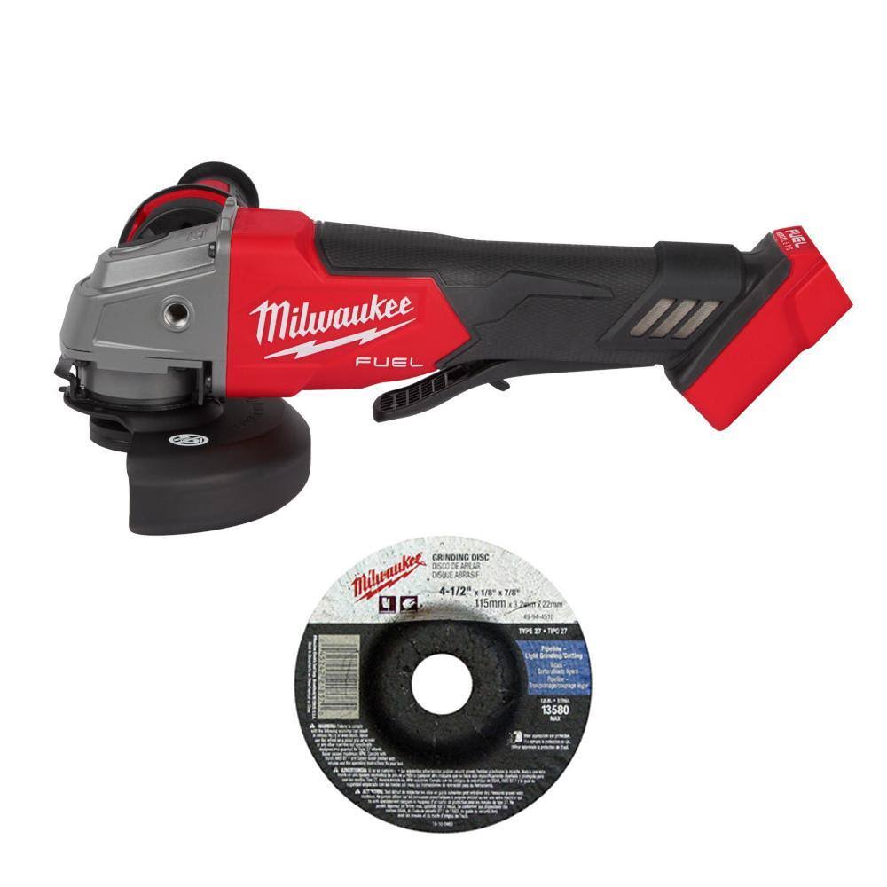 Milwaukee M18 Fuel 18-Volt Lithium-Ion Brushless Cordless 4-1/2 in./5 in. Grinder with Paddle Switch with Wheel
