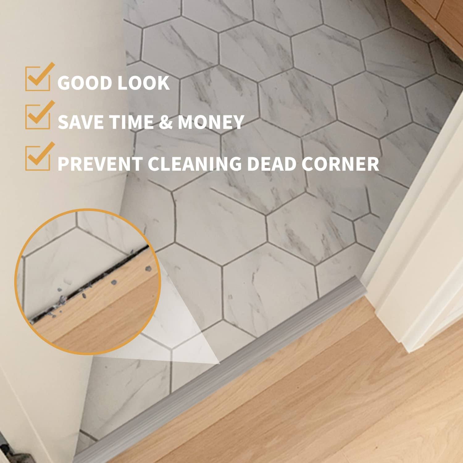 Peunitory Floor Transition Strip, 10 ft Self Adhesive Vinyl Flooring Transition Strips Wood to Tile Floor Divider Strip for Joining Floor Gaps Tiles Carpet