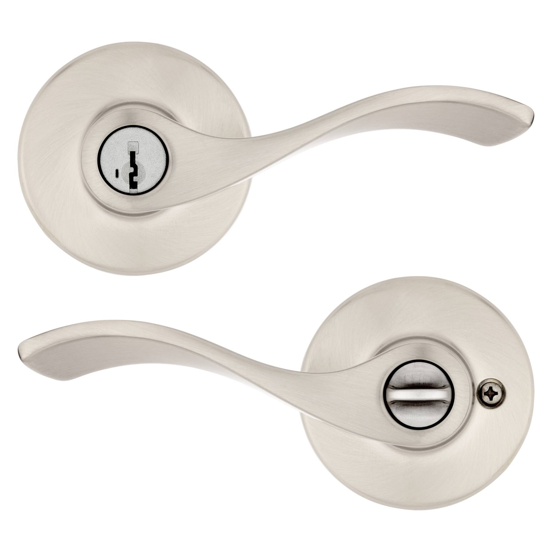 Kwikset Satin Nickel Balboa Entry Door Lever with SmartKey