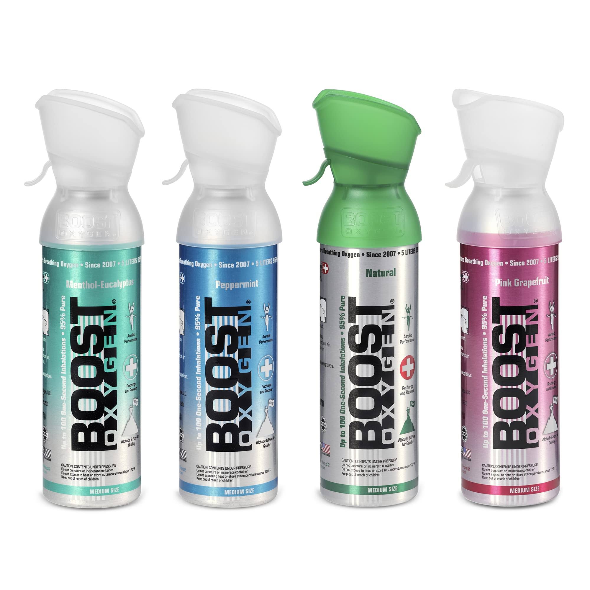 Boost Oxygen Natural Portable 5 Liter Pure Oxygen Canister (4 Pack)