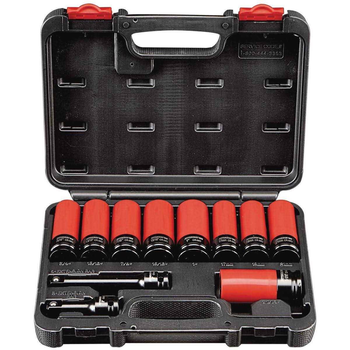 Pittsburgh 1/2 in. Drive Super High Torque Lug Nut Impact Socket Set 11 Pc. 69829
