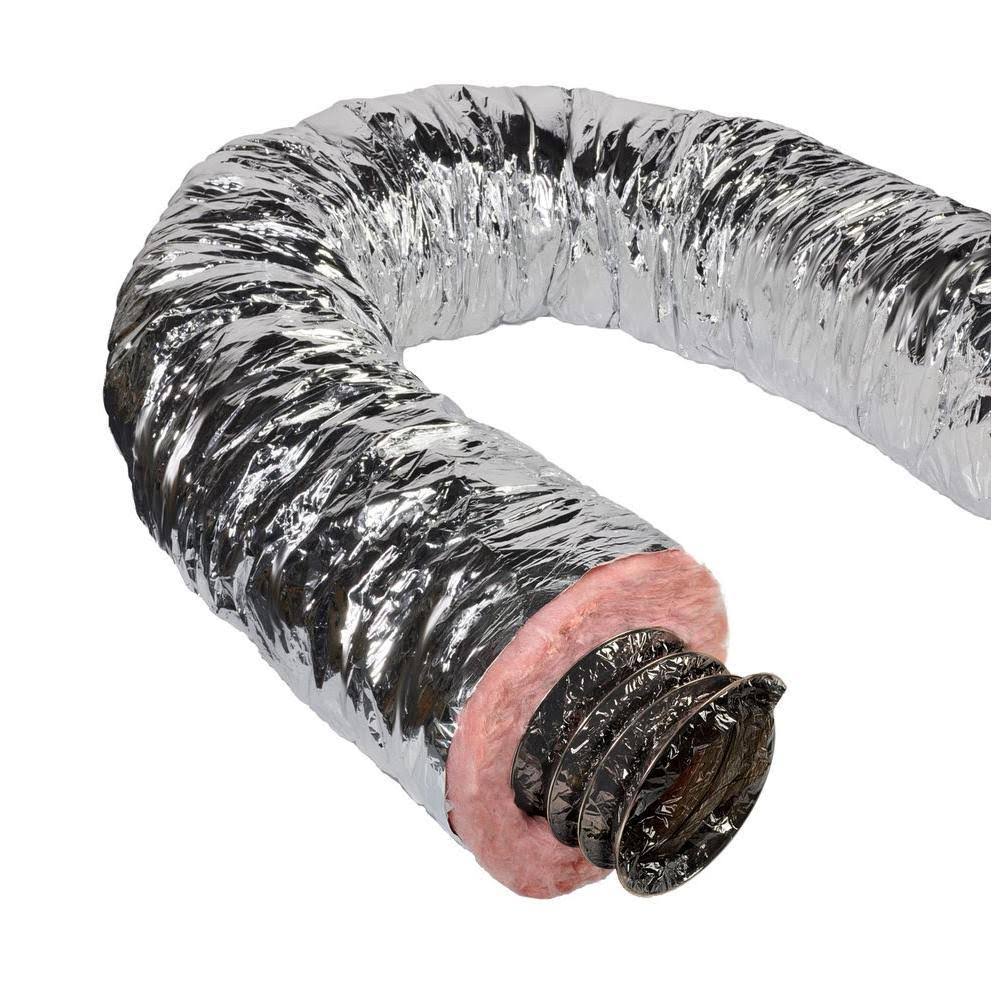 Master Flow 8 in. x 25 ft. Insulated Flexible Duct R6 Silver Jacket (Pack of 6)