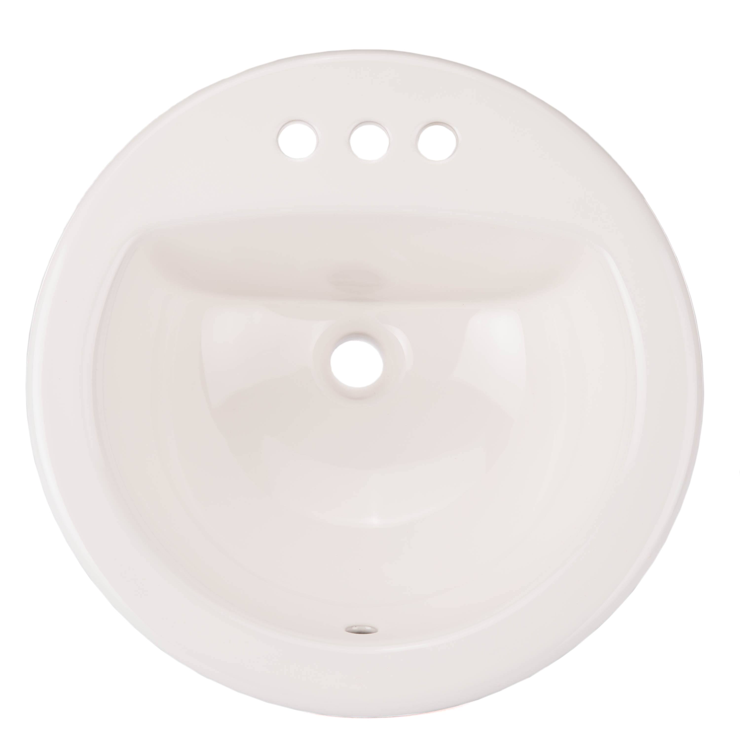 Aquasource White Drop-In Round Bathroom Sink with Overflow Drain (19-in x 19-in)