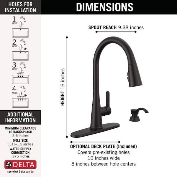 Delta Greydon Single Handle Pull Down Sprayer Kitchen Faucet with ShieldSpray and Soap Dispenser in Matte Black