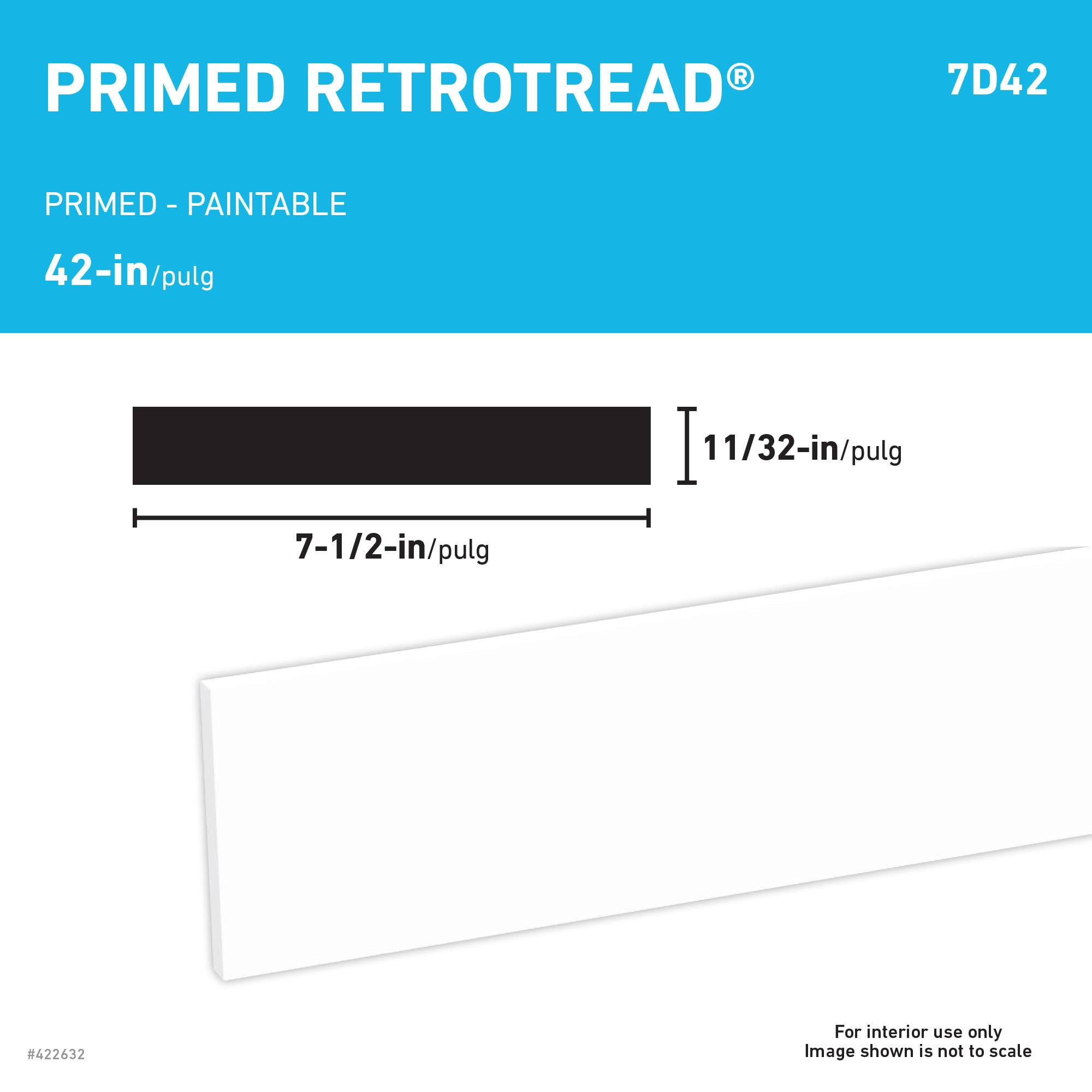 RetroRiser 7.5-in x 42-in Primed Poplar Wood Stair Riser in White | 7D42 Retro