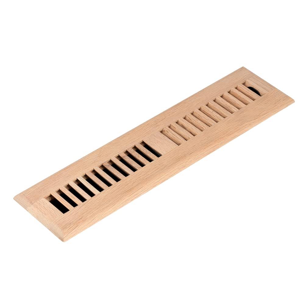 Homewell Red Oak Wood Floor Register, Drop in Vent Cover with Damper, 2x14 inch, Unfinished