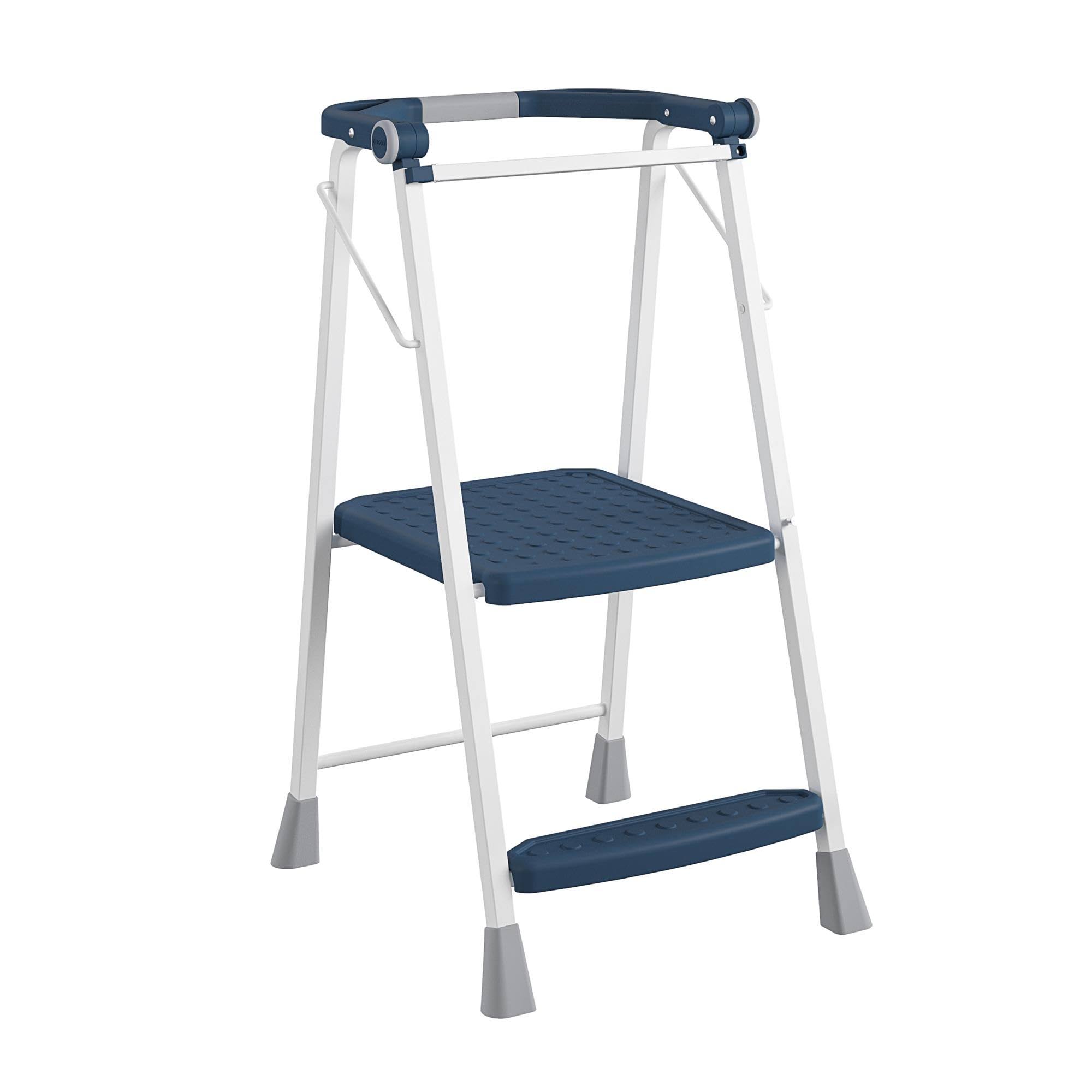 Cosco 2-Step Kitchen Stepper Adult Folding Step Stool, Kids Folding Helper- Blue