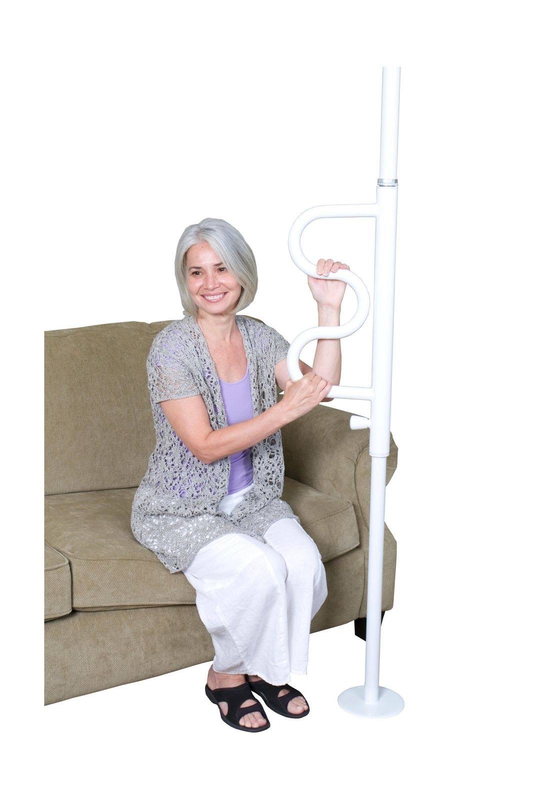 Stander Security Pole & Curve Grab Bar (White)