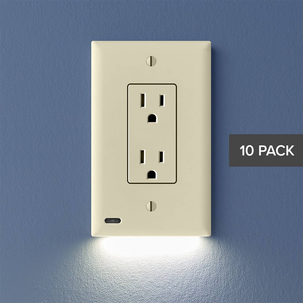 SnapPower O1GL-C-NP20 GuideLight 2 D��cor Night Light Outlet Cover Plate Black Wall Controls Wall Plates Outlet Plates