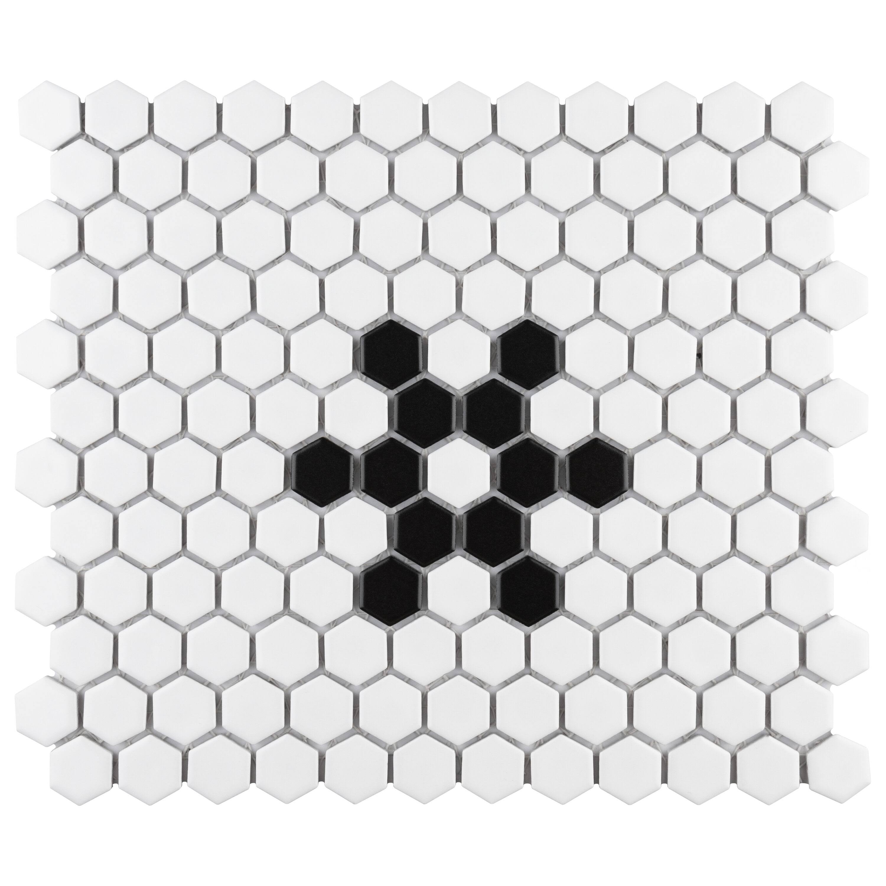 SomerTile Fxlm1hms Retro Hex Snowflake Porcelain Floor and Wall Tile 10.25