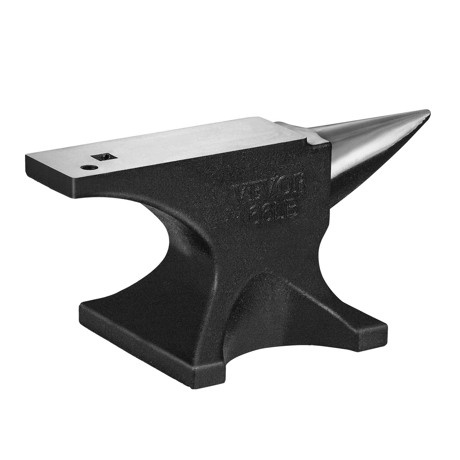 VEVOR Single Horn Anvil 66lbs Cast Steel Anvil High Hardness Rugged Round Horn Anvil Blacksmith Large Countertop and Stable Base with Round and