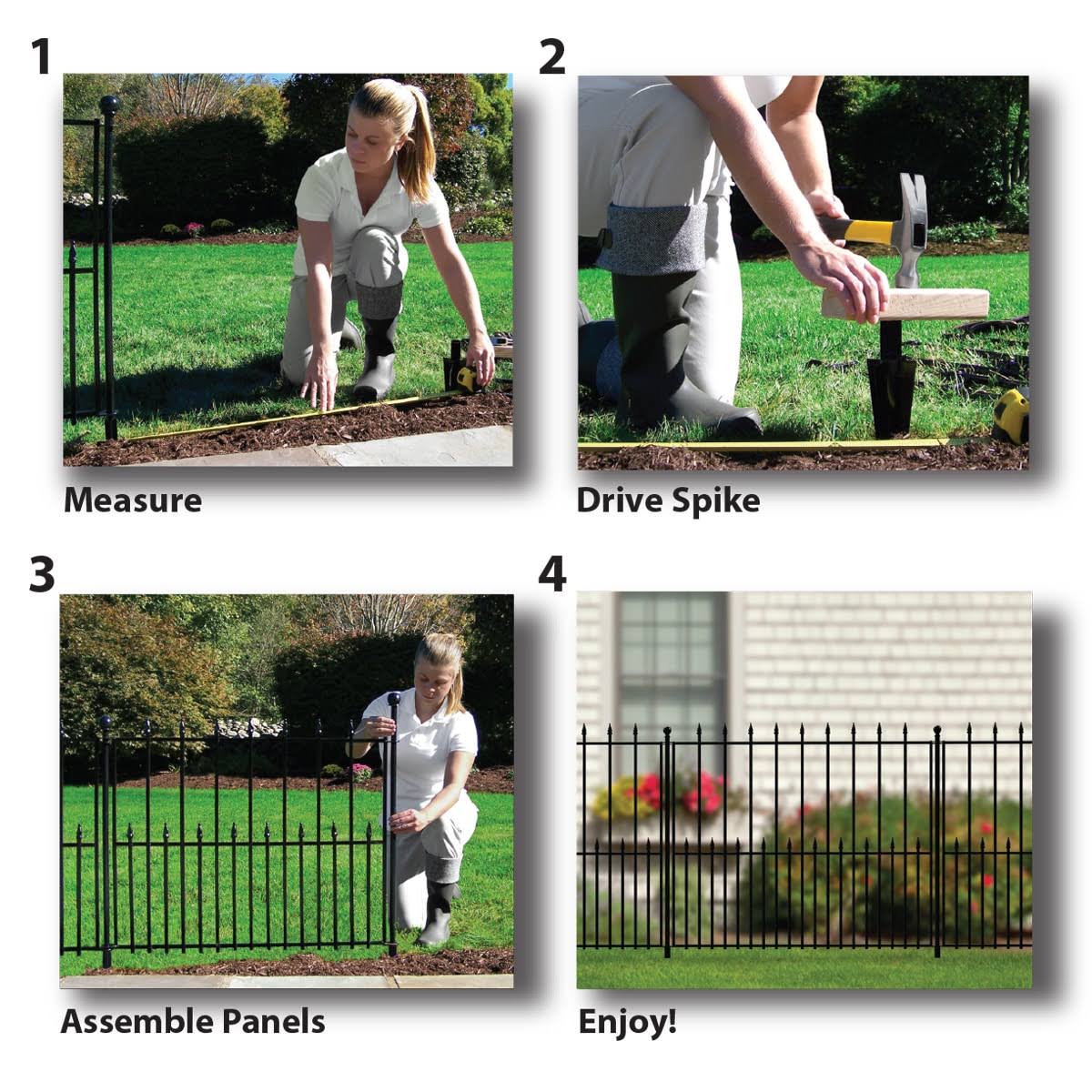 No Dig Grand Empire 3.37-ft H x 4.12-ft W Black Steel Pressed Point Decorative Fence Panel | 504018