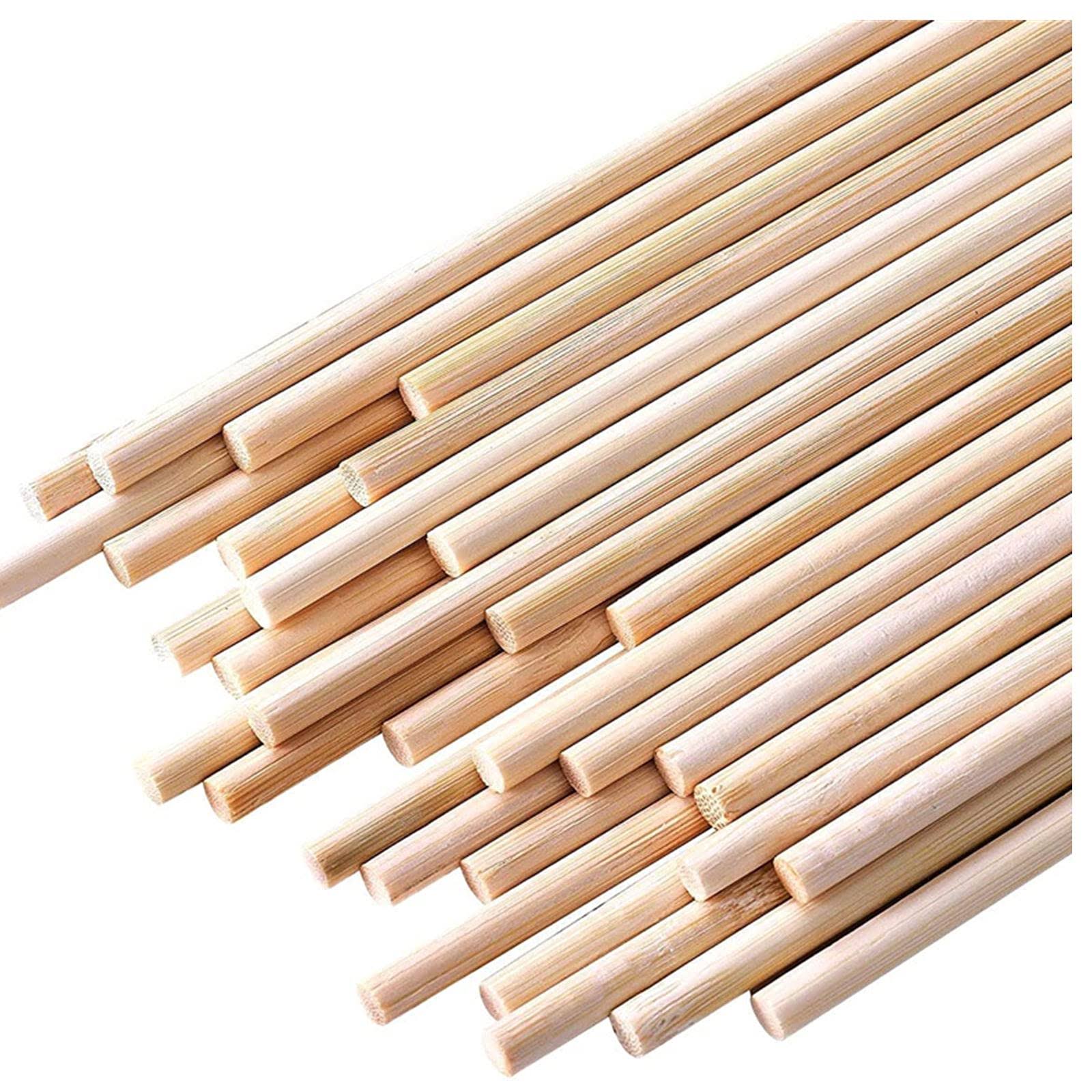 HOPELF 25pcs Dowel Rods Wood Sticks Wooden Dowel Rods- 1/4 x 6 inch Unfinished Bamboo Sticks- for Crafts,Hardwood Dowel Rod Assortment,Wooden Rod