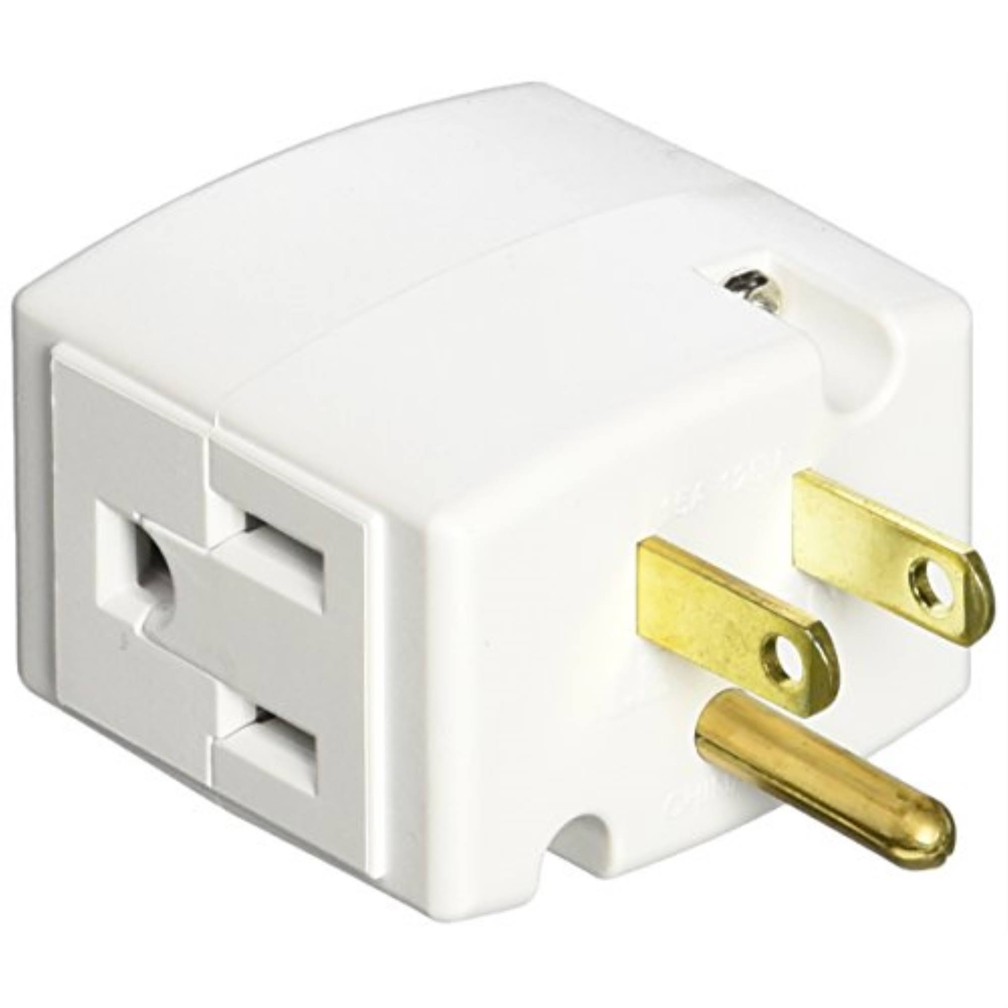 Leviton Grounded Triple Cube Outlet Adapter, White