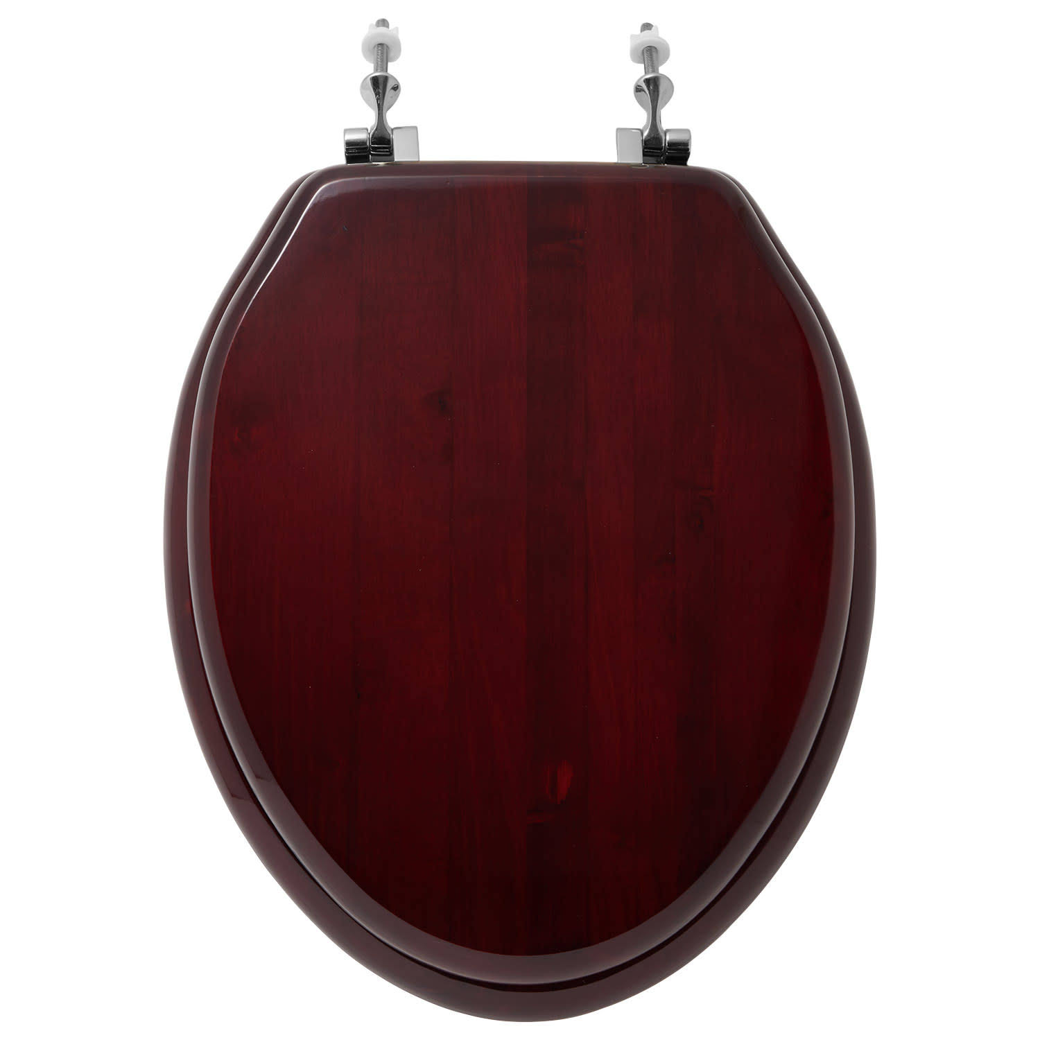 Signature Hardware 903794-E Luxury Mahogany Oak Elongated Closed-Front Toilet Seat Mahogany / Chrome Accessory Toilet Seat Elongated