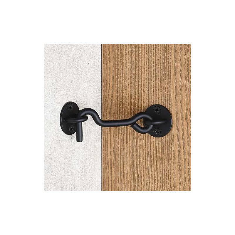 Raswik 4 Privacy Hook and Eye Latch Easy Lock for Barn Door Black