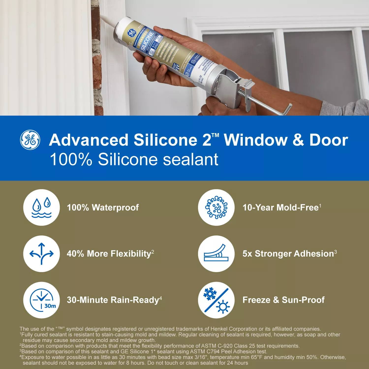GE Advanced Clear Silicone Window & Door Sealant 10.1 oz