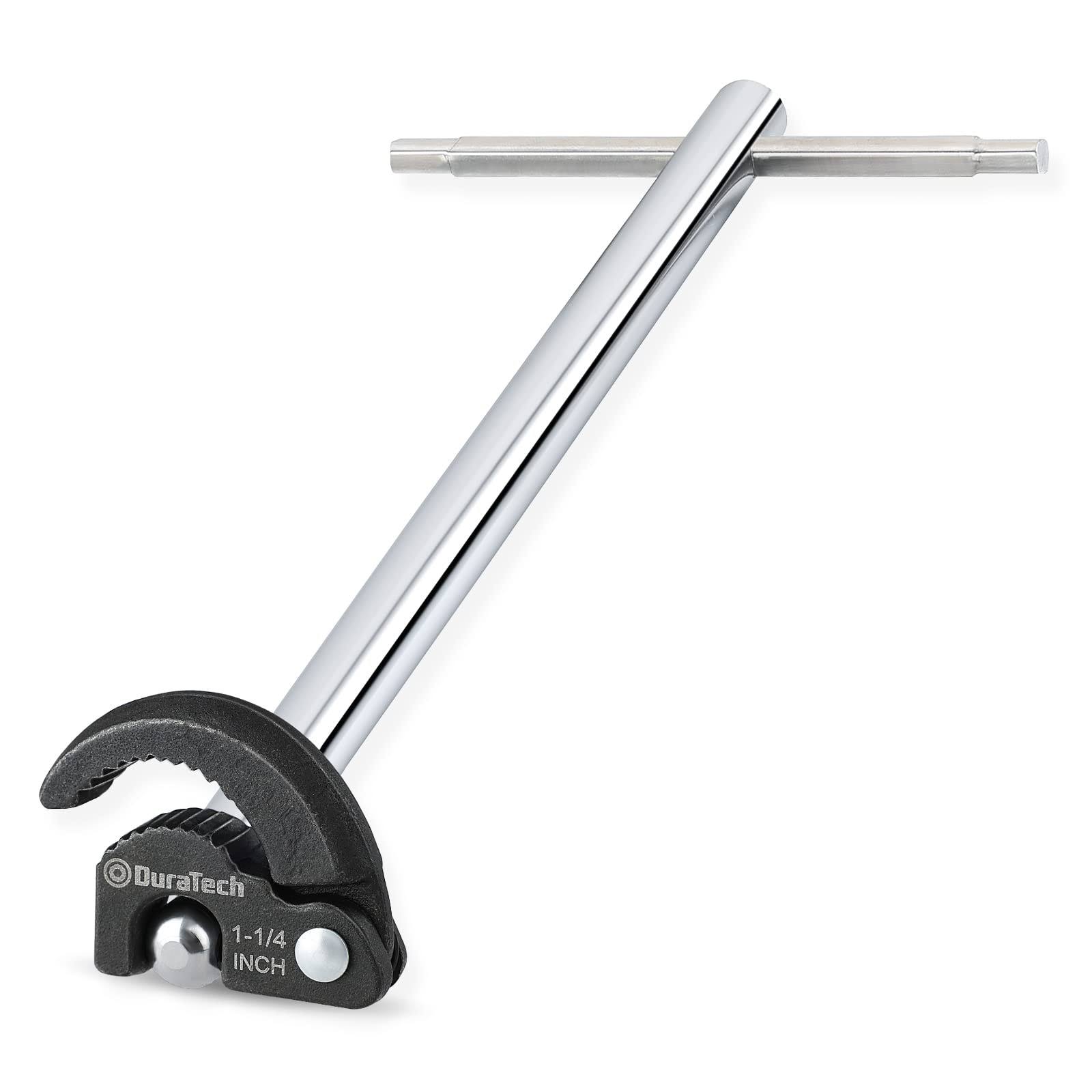 DuraTech 11-inch Basin Wrench, Sink Wrench, Adjustable 3/8'' to 1-1/4'' Capacity Upgrade Jaw, for Tight Space