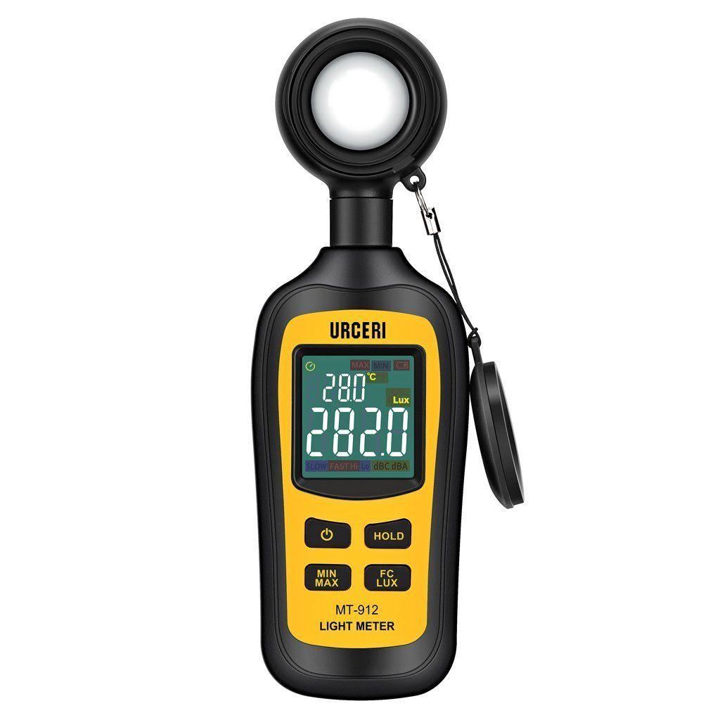 URCERI Light Meter Digital Illuminance Handheld Ambient Temperature Measurer with Range up to 200,000 Lux Luxmeter with 4 Digit Color LCD Screen