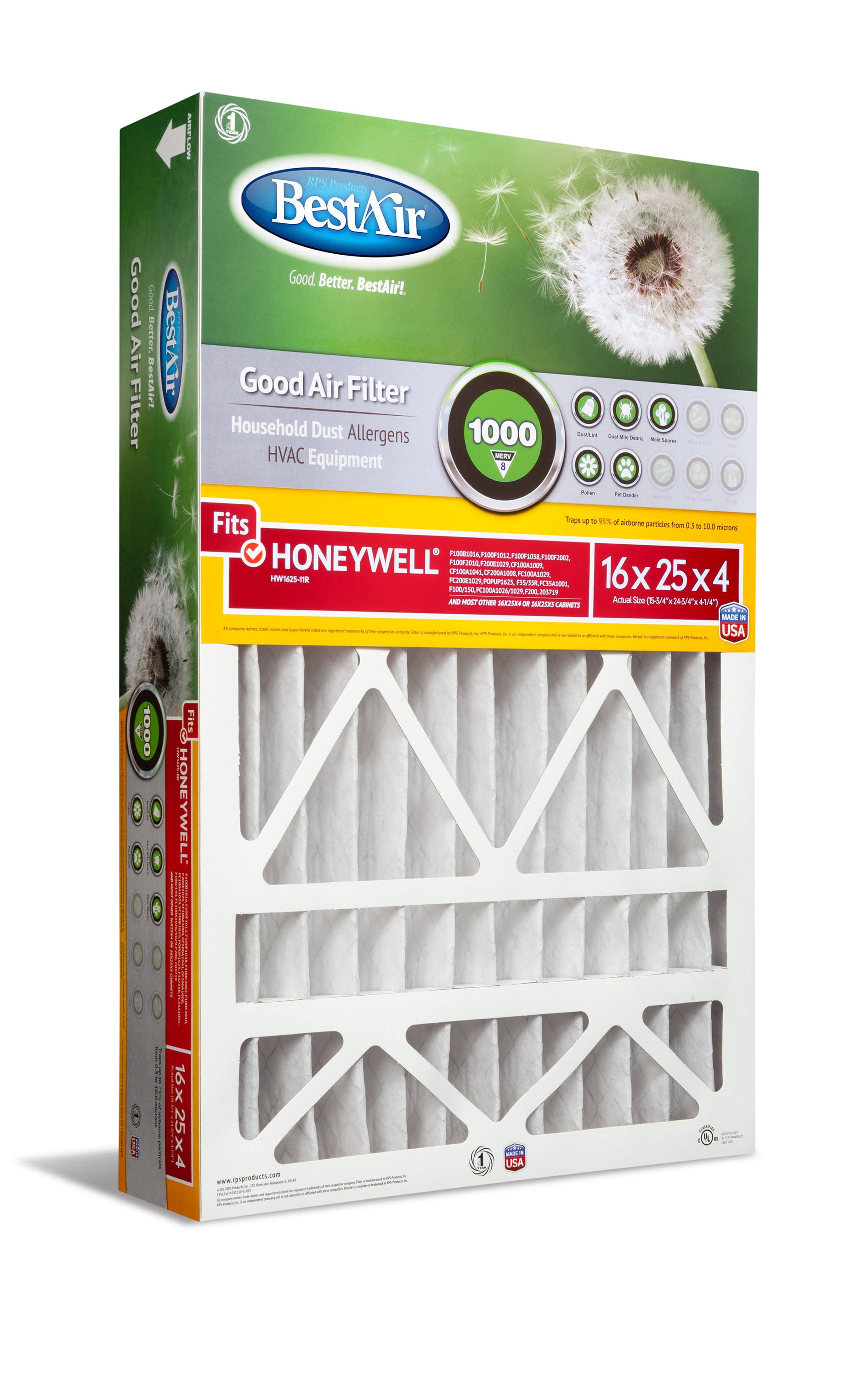Bestair 16 in. W x 25 in. L x 4 in. D Pleated Air Filter