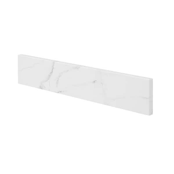 Home Decorators Collection 21.25 in. Engineered Marble Sidesplash in Calacatta White, White/Polish TH0425