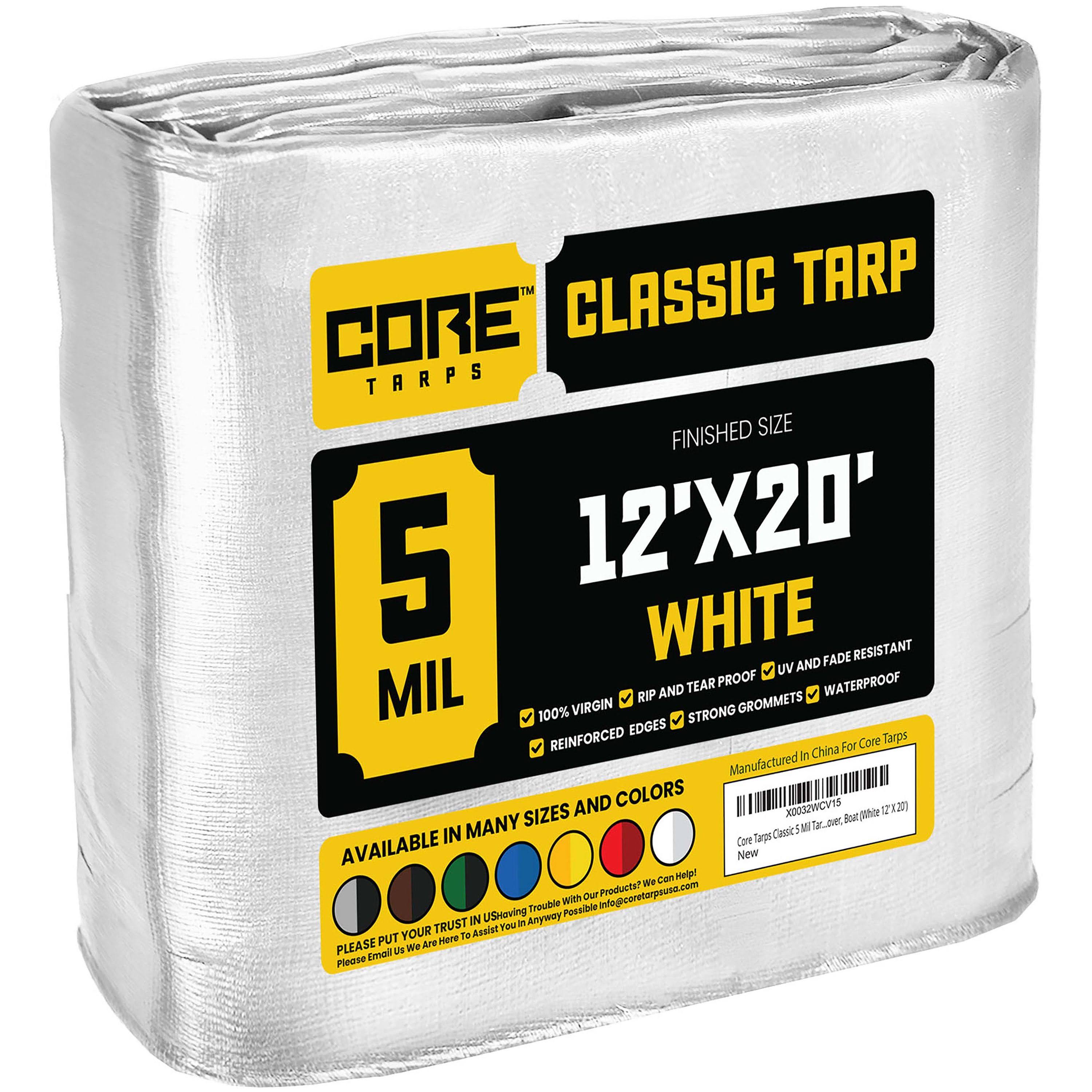 Core Tarps Classic 5 Mil Tarp, White 12 x 20