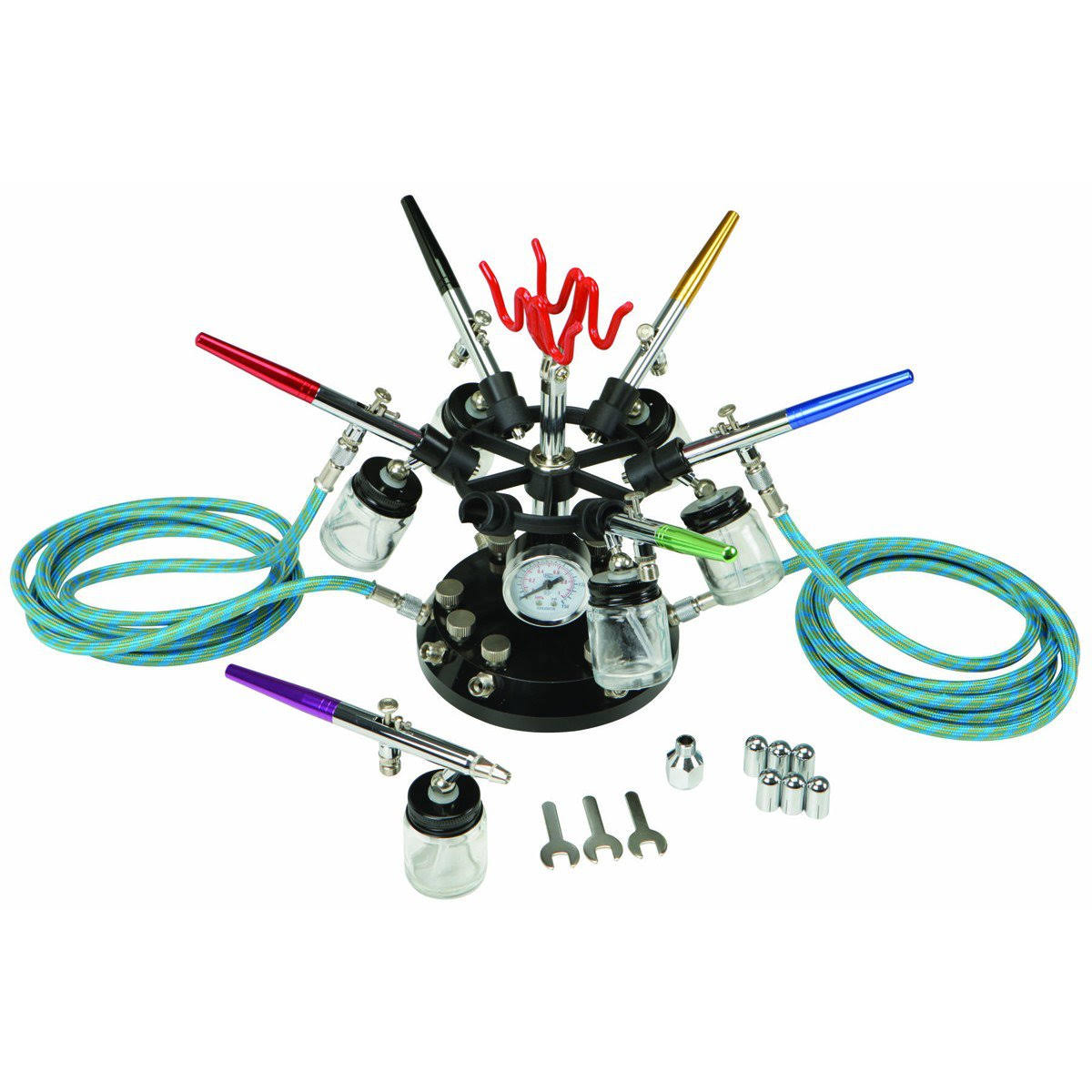 Central Pneumatic Professional 6-Color Airbrush Kit with Holder 16 Pc.