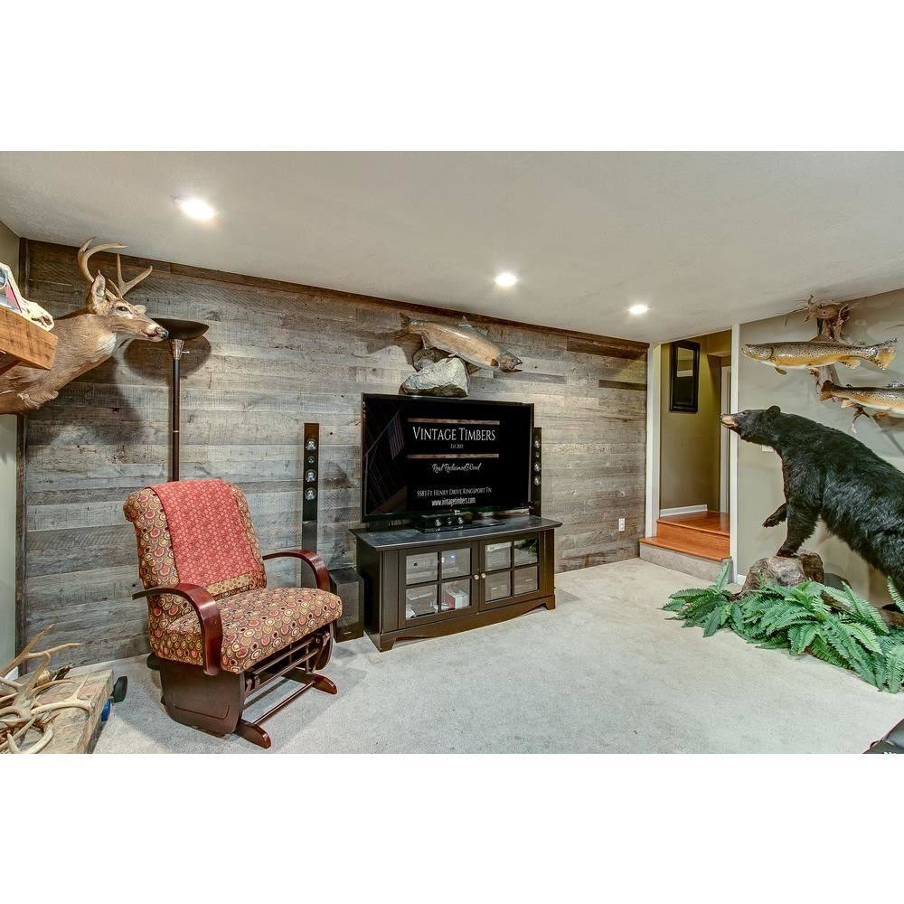 Vintage Timber 3/8 in. x 4 ft. Random Width 3 in.- 5 in. Grey Reclaimed Planks Decorative Wall Panel (10.59 Sq. ft./Pack)