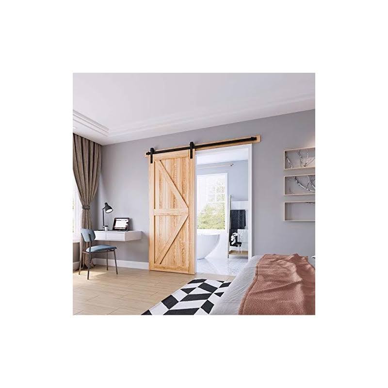 EaseLife 6.6 ft Heavy Duty Sliding Barn Door Hardware Track Kit,Basic J Pulley,Slide Smoothly Quietly,Easy Install (6.6ft Track