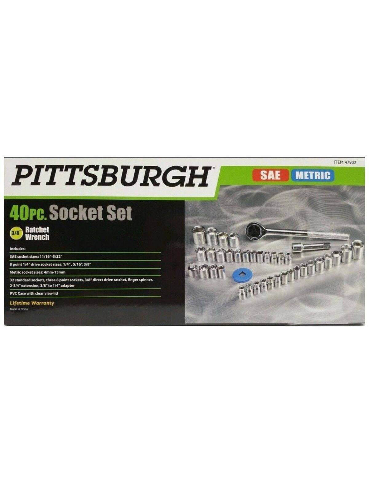Pittsburgh 40 PC 3/8 in. 1/4 in. Drive SAE & Metric Socket Set