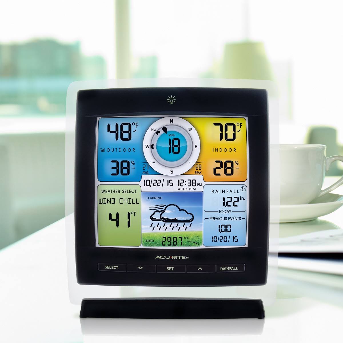 Acurite Iris (5-in-1) Weather Station with Color Display for Indoor and Outdoor Temperature and Humidity, Wind & Rain with Built-in Barometer