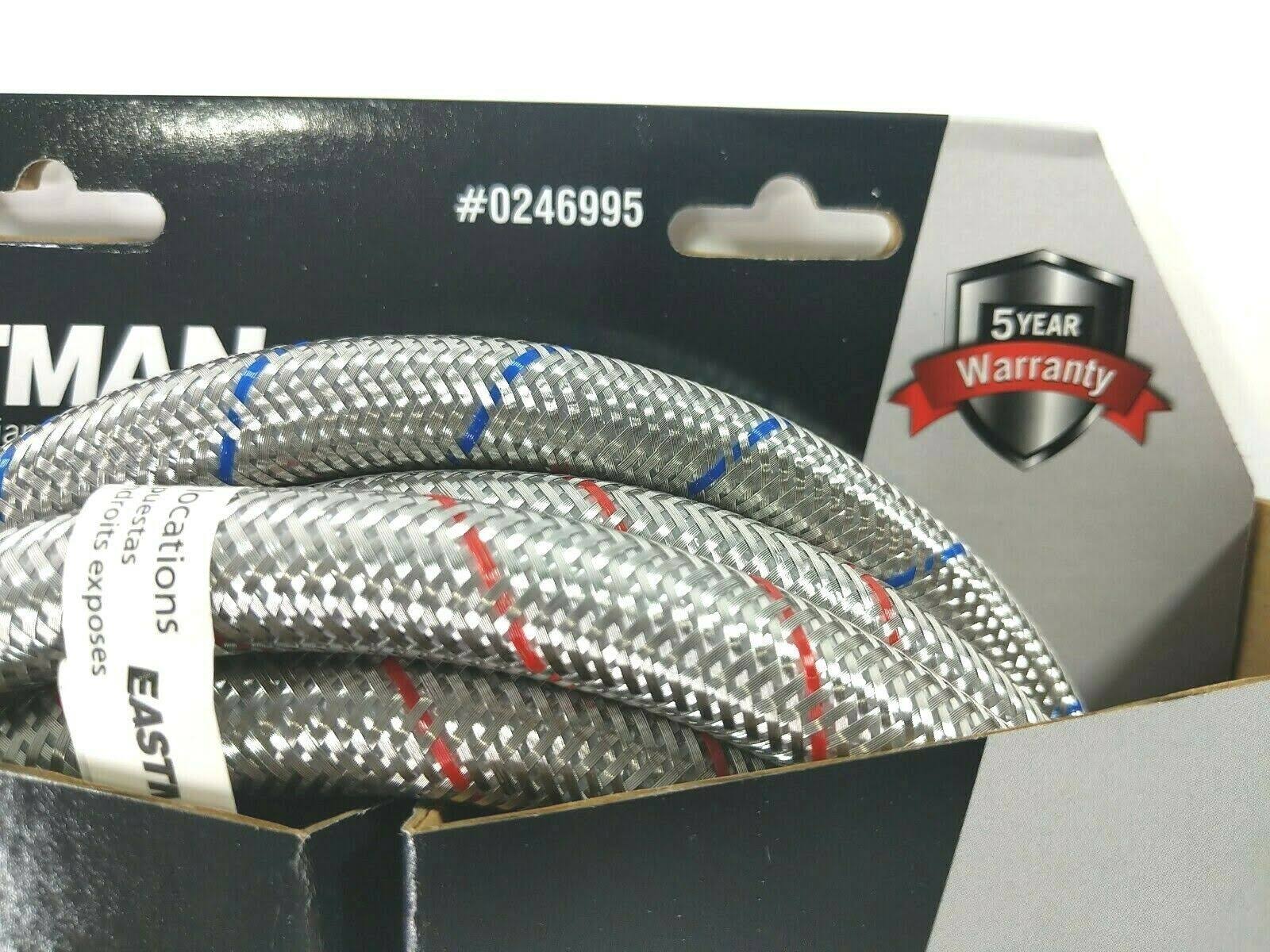 Eastman 2-Pack 6' Hot/Cold Stainless Steel Washing Machine Hoses