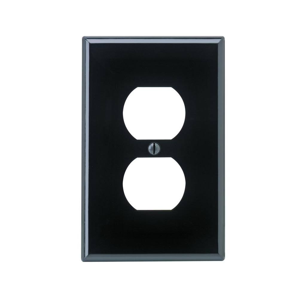 Leviton 00Pj8-00E 1 Gang Black Duplex Receptacle Wall Plate