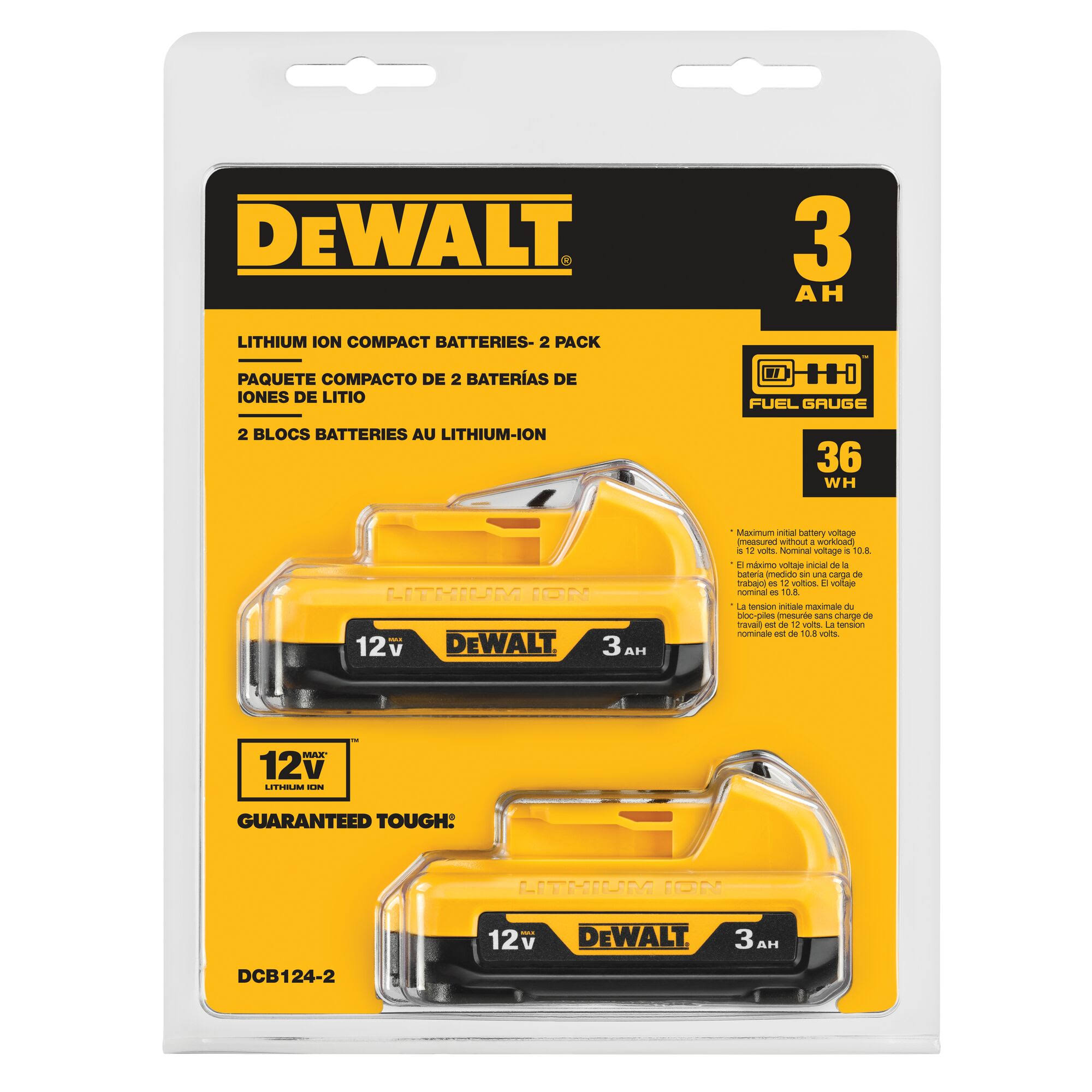 DeWalt DCB124-2 12V Max 3Ah Lithium Ion Battery (2 Pack)
