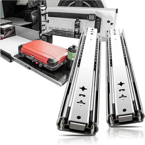 AOLISHENG Heavy Duty Drawer Slides 34 inch 185 lb Load Capacity 3 Section Drawer Slide Rails Side Mount 2pcs, Size: 34/850mm, White