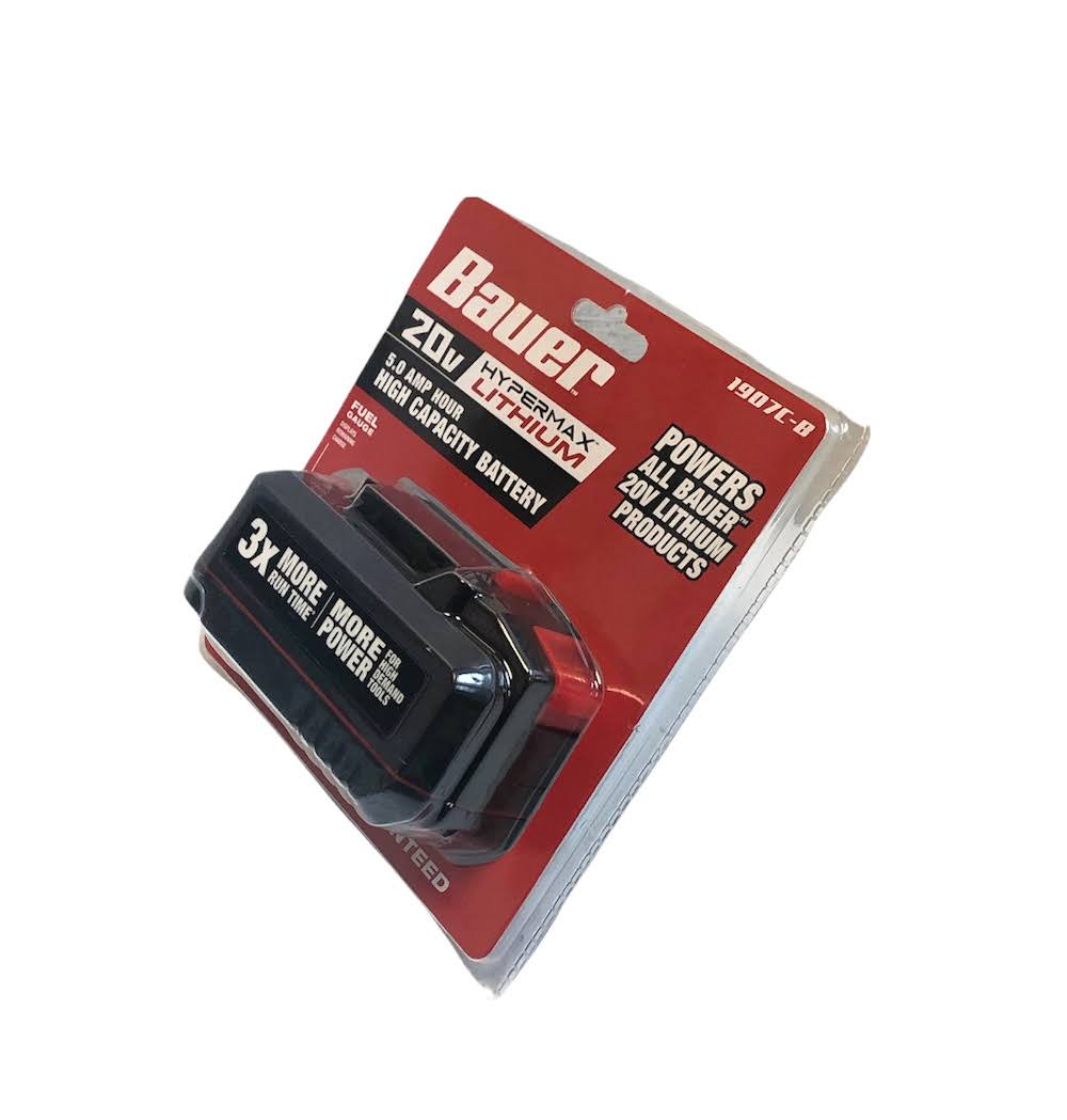 Bauer Tools 1907c-b 20V Hypermax Lithium 5.0 Amp Hour High Capacity Battery