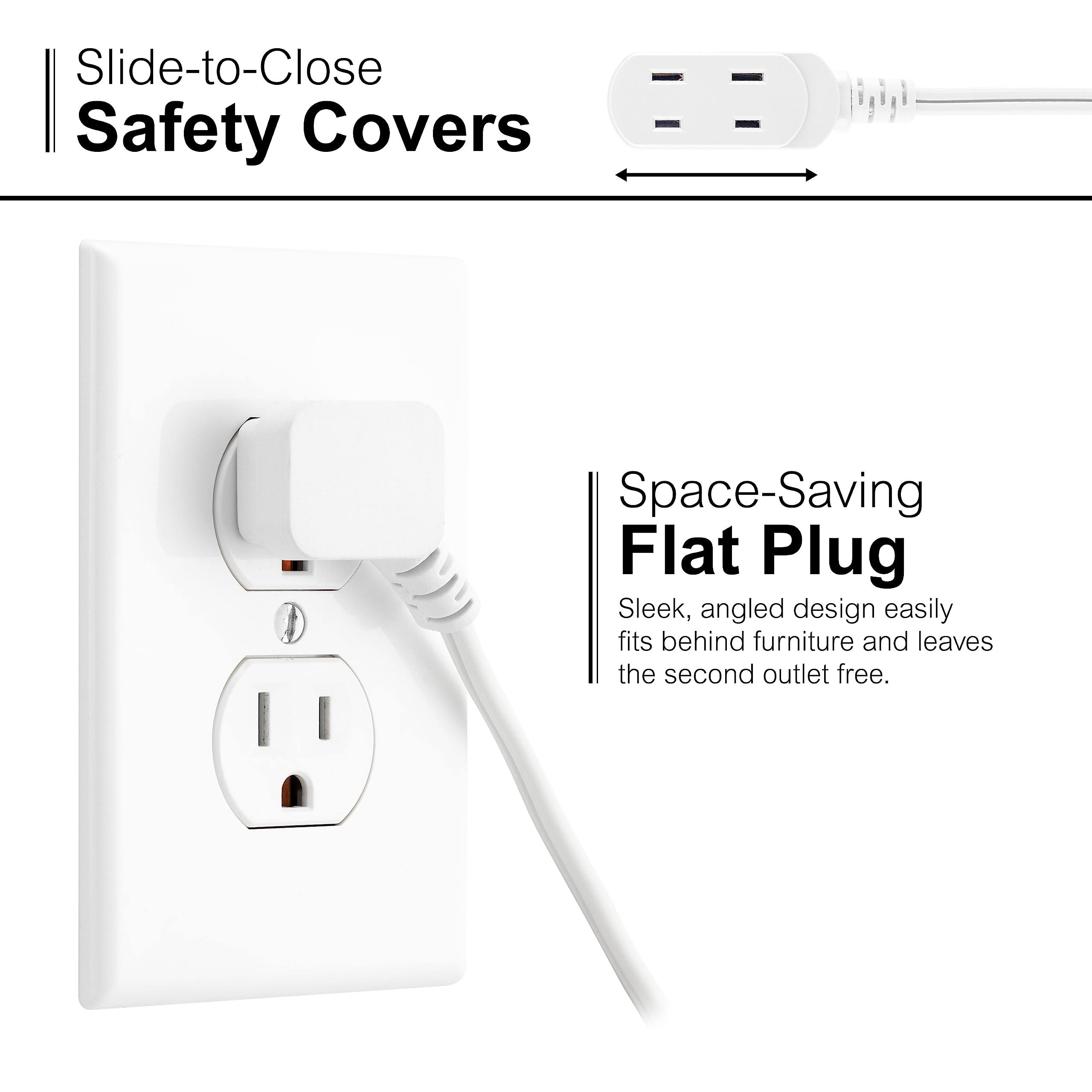 GE 3-Outlet 9 ft. Lamp Extension Cord with On/Off Switch, White