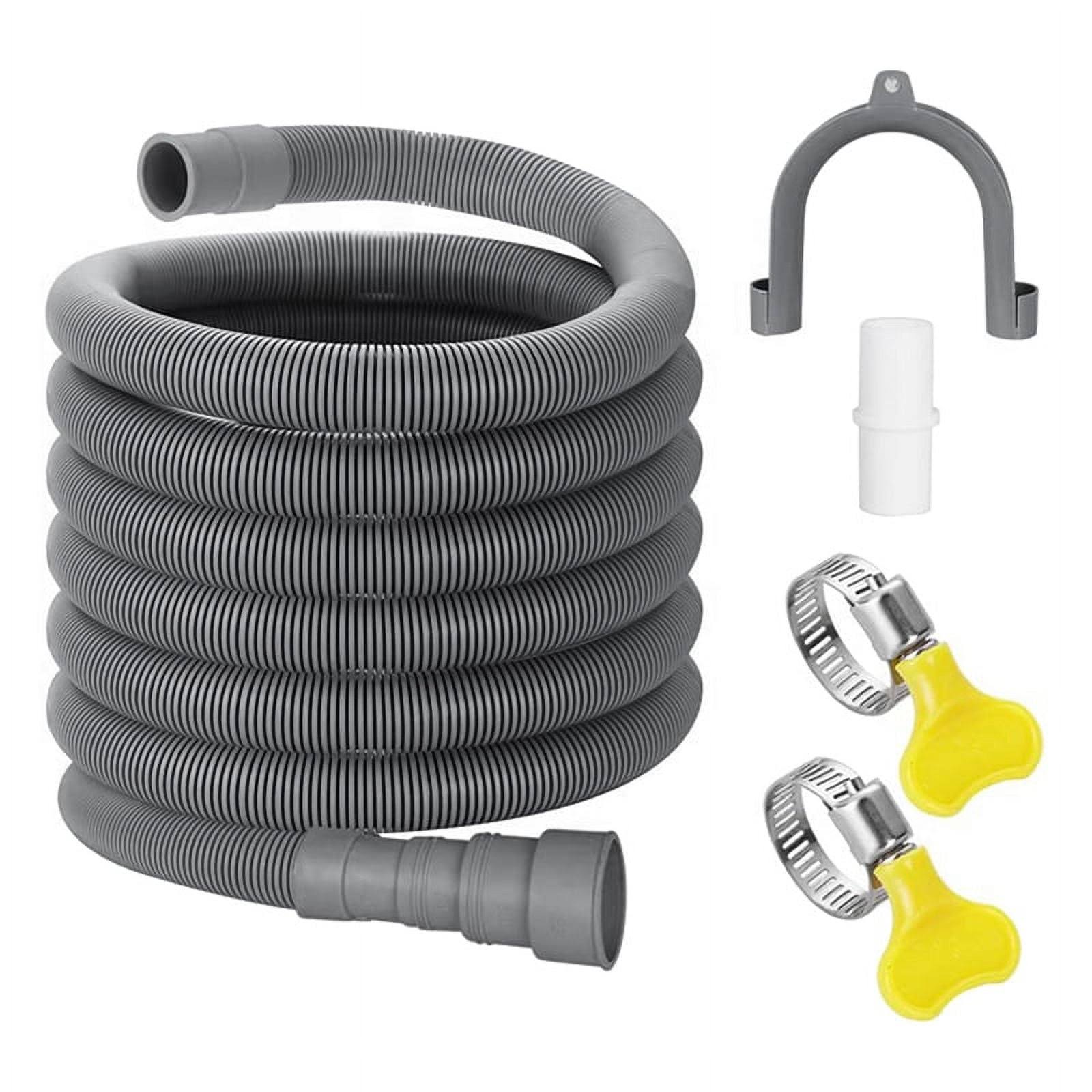Drain Hose Extension Set Universal Washing Machine Hose 10ft, Include Bracket Hose Connector and Hose Clamps Drain Hoses, Size: One size, Gray