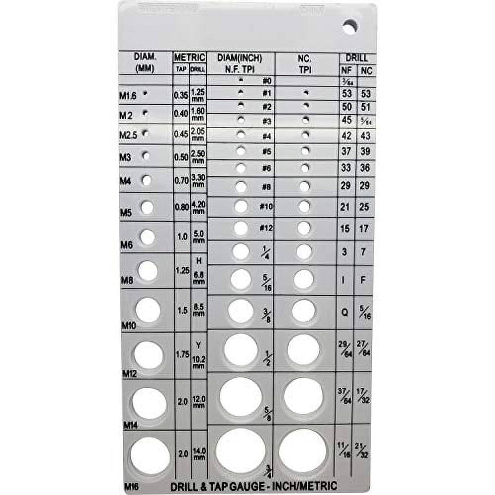 Screw Thread Gauge Metric and SAE Recommends Drill Bit & Tap Size BCP675