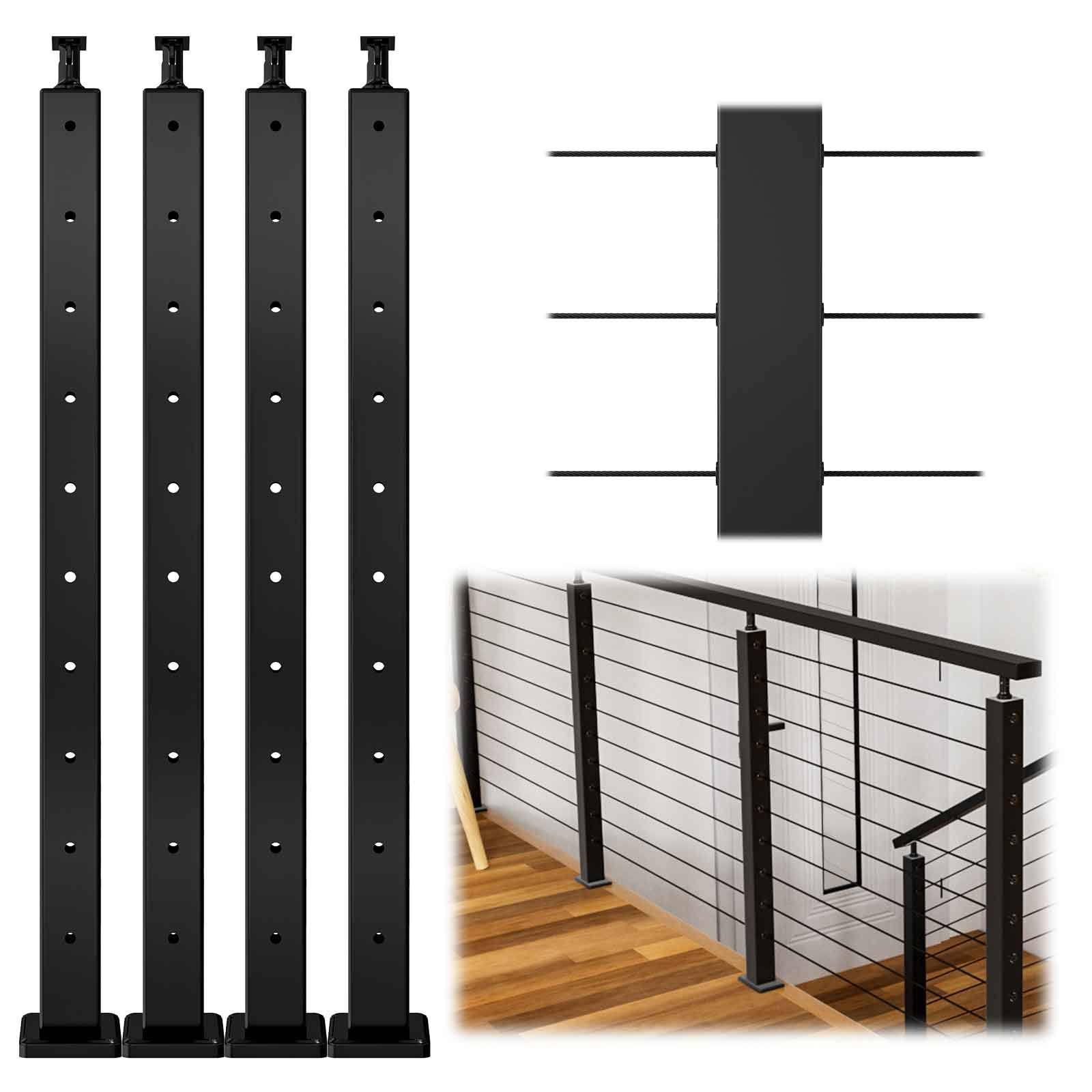 Muzata 4Pack Level Drilled Cable Railing Post 36