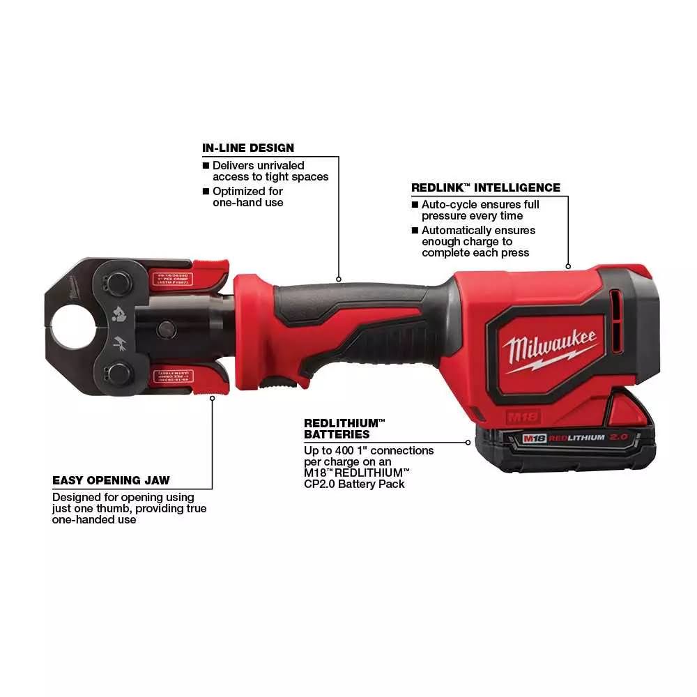 Milwaukee 2674-22C M18 Short Throw Press Tool Kit W/PEX Crimp Jaws