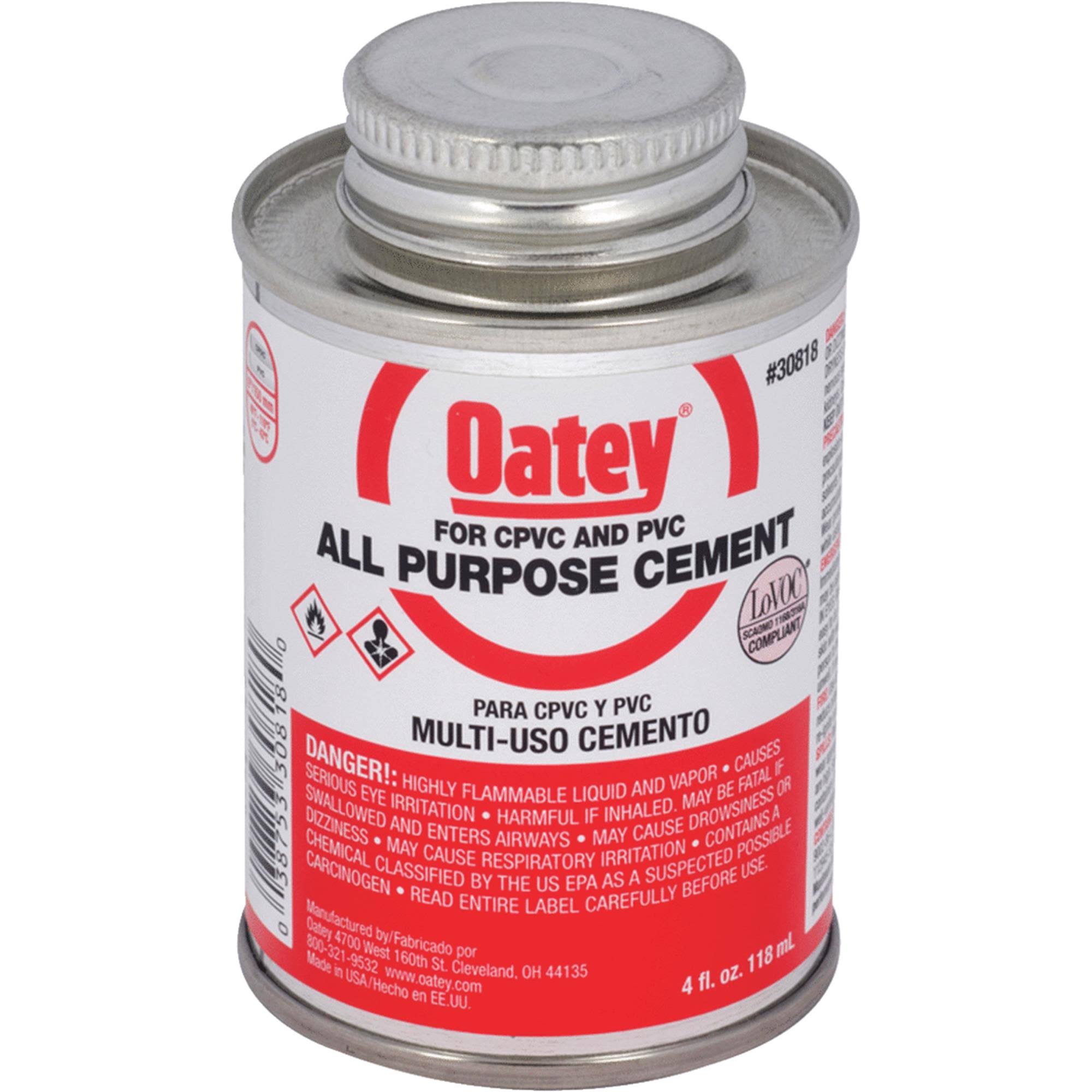 All Purpose Cement, ABS, PVC, CPVC, Low VOC 4 oz Clear- No. 30818