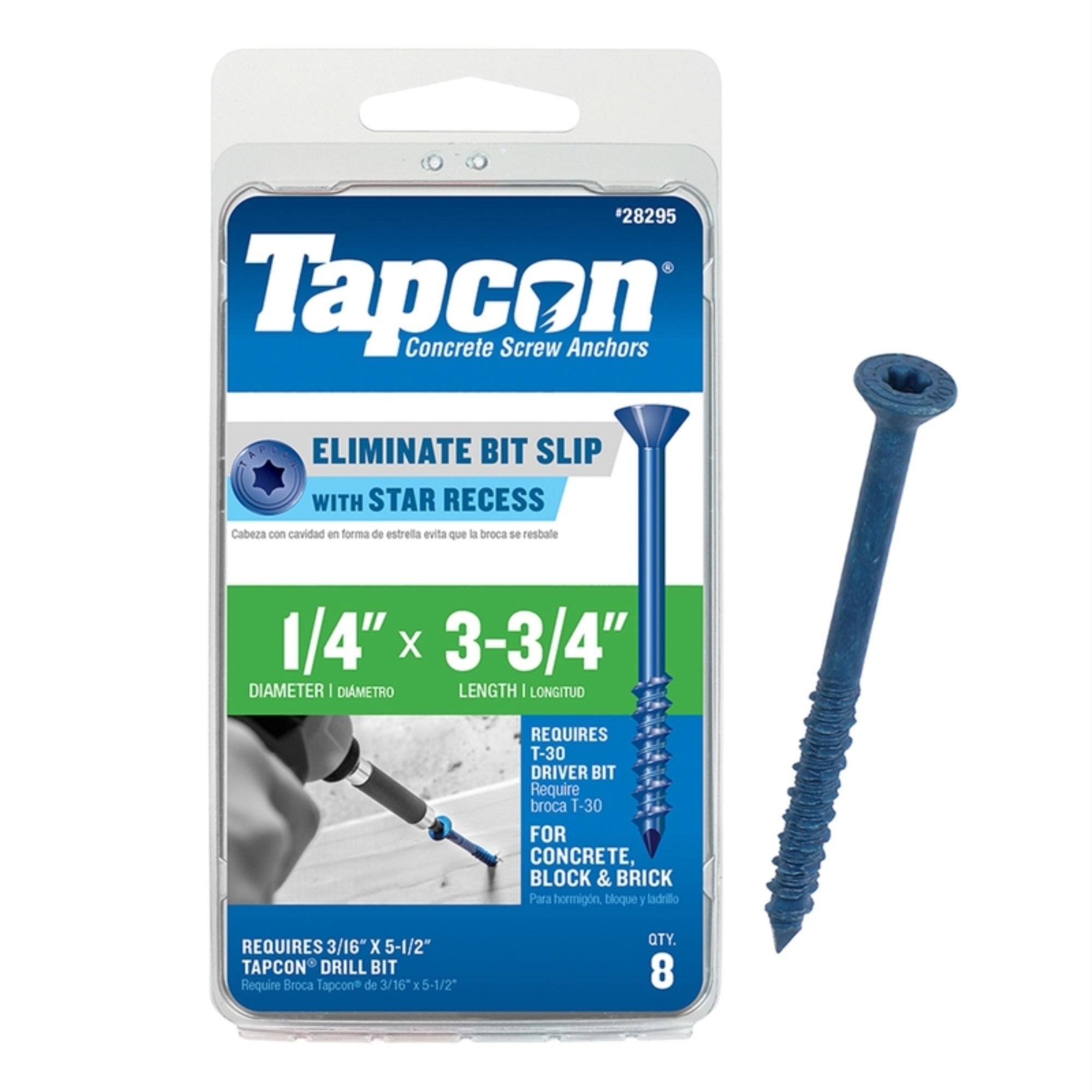 Tapcon- 28295- 3-3/4 in. L Star Flat Head Concrete Screws- 8/Pack