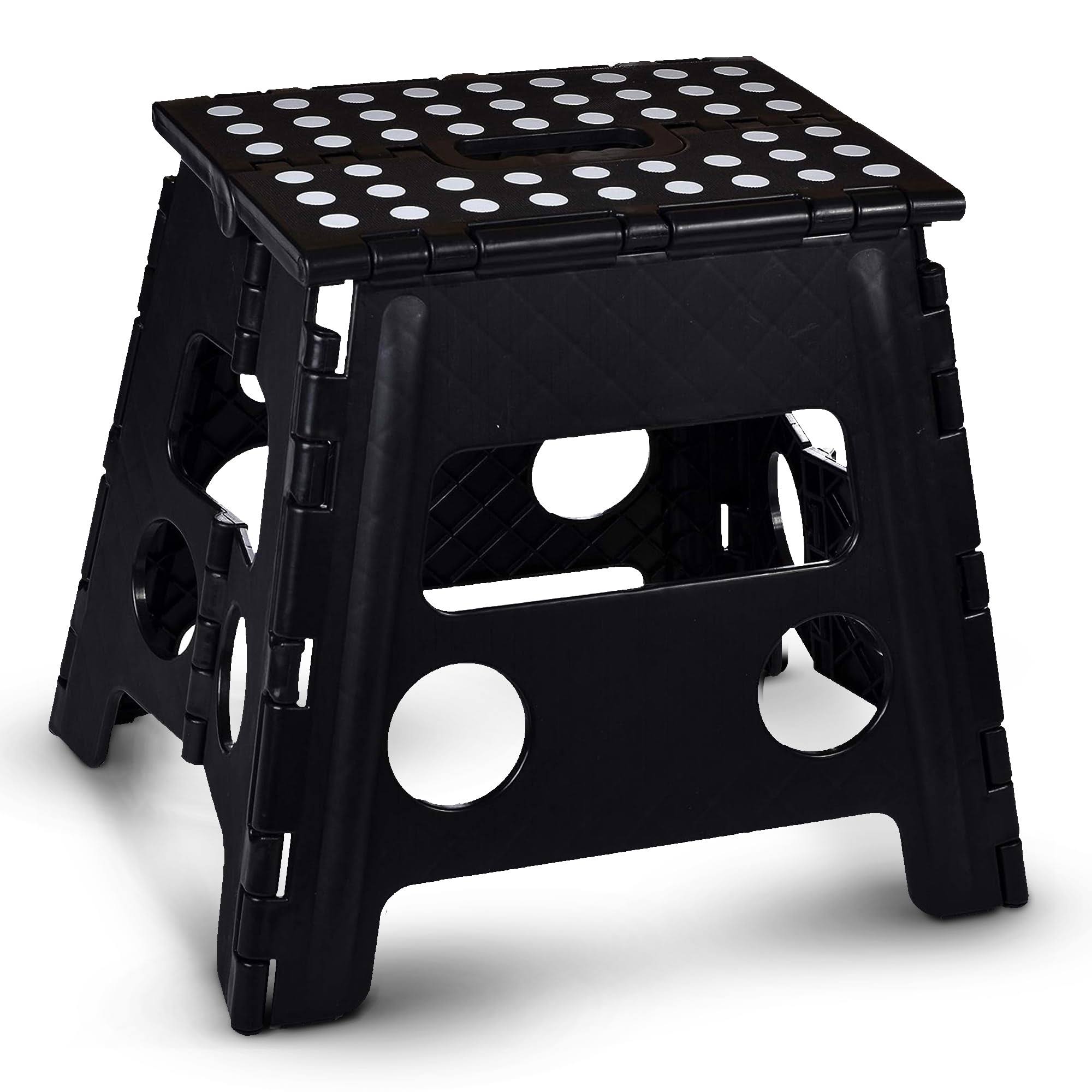 Folding Step Stool 13 inch- The Anti-Skid Step Stool Is Sturdy to Support Adults and Safe Enough for Kids. Opens Easy with One Flip. Great for