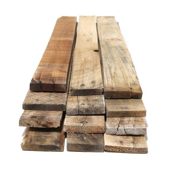 Dimensions 1 in. x 3 in. x 40 in. Reclaimed Pallet Boards (12 Pack)